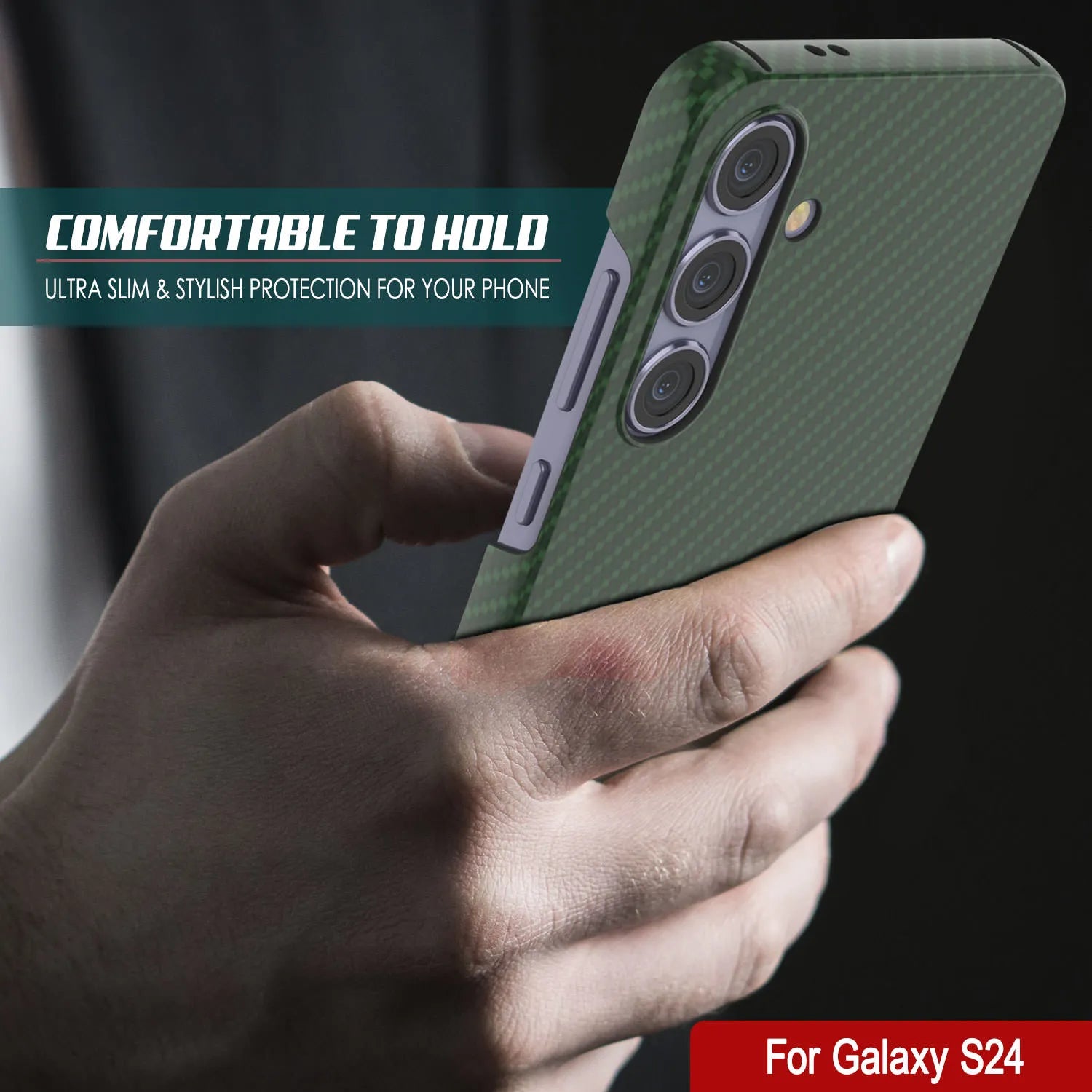 Galaxy S24 Case, Punkcase CarbonShield, Heavy Duty & Ultra Thin Cover [shockproof][non slip] [Dark Green]