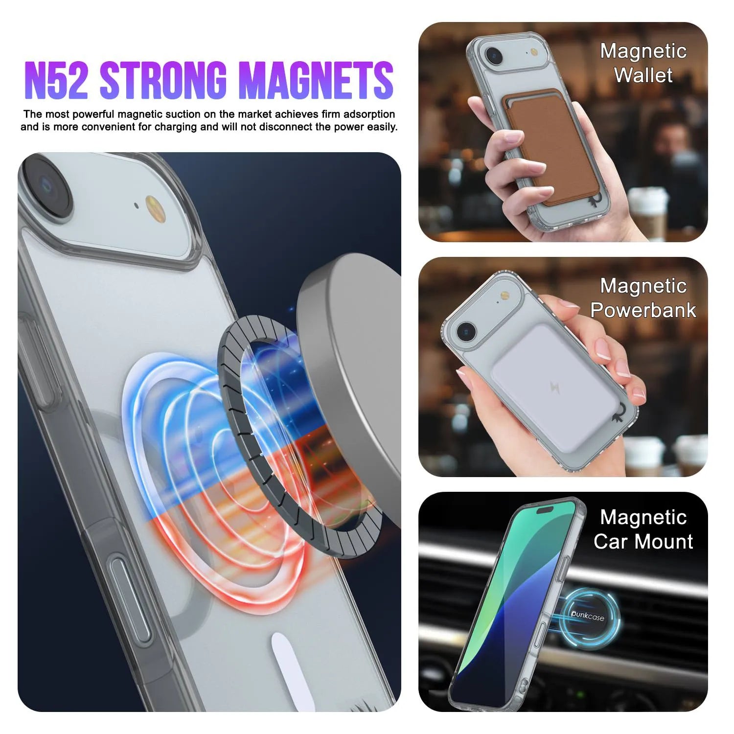 Punkcase iPhone 17 Air Magnetic Wireless Charging Case [ClearMag Series][Silver]
