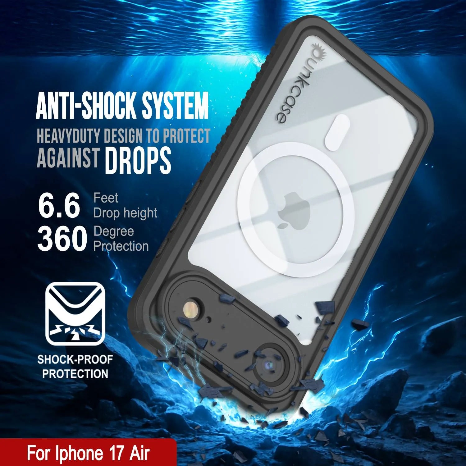 iPhone 17 Air Waterproof Case, Punkcase [Extreme Series] Armor Cover W/ Built In Screen Protector [Light Green]
