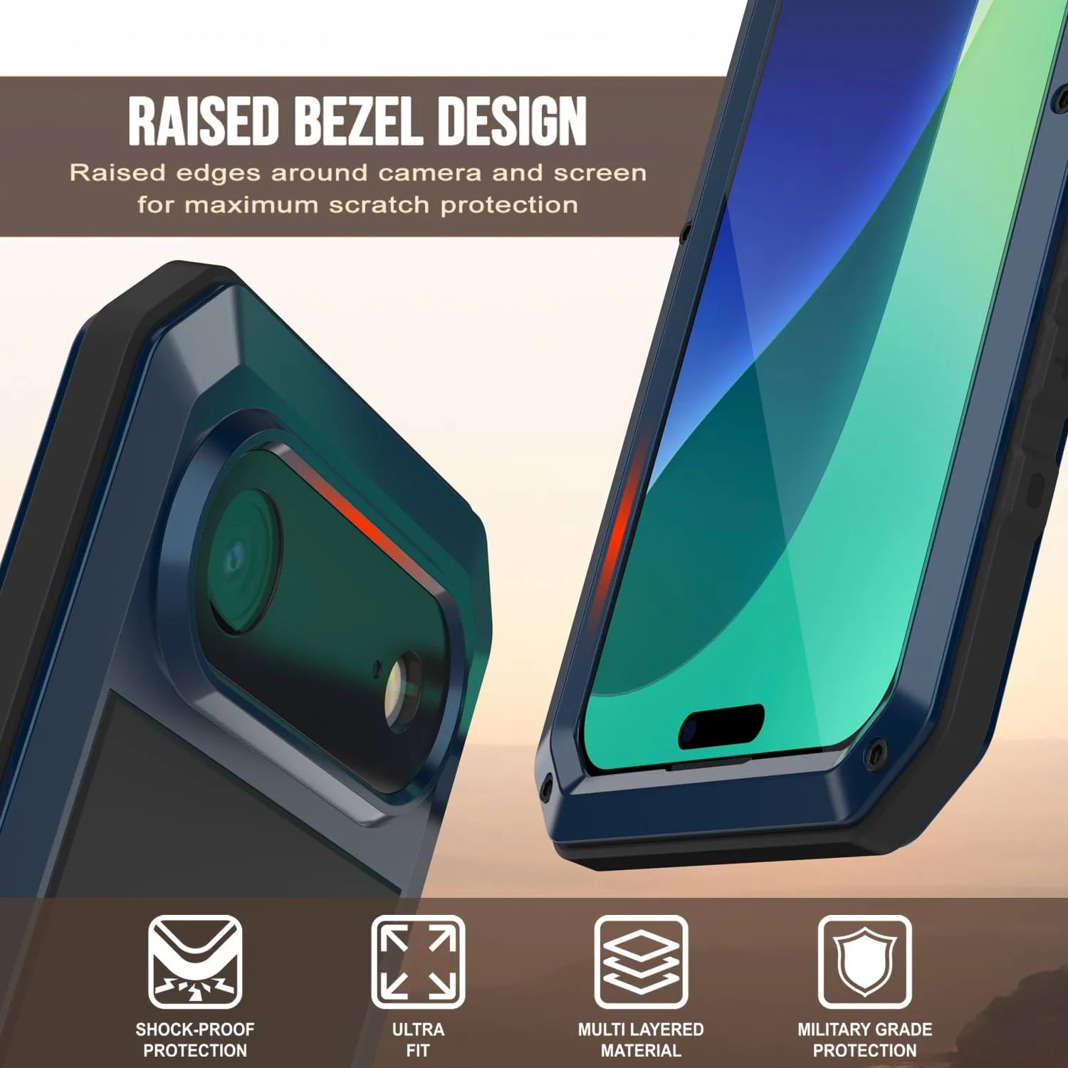 iPhone 17 Air Metal Case, Heavy Duty Military Grade Armor Cover [shock proof] Full Body Hard [Blue]