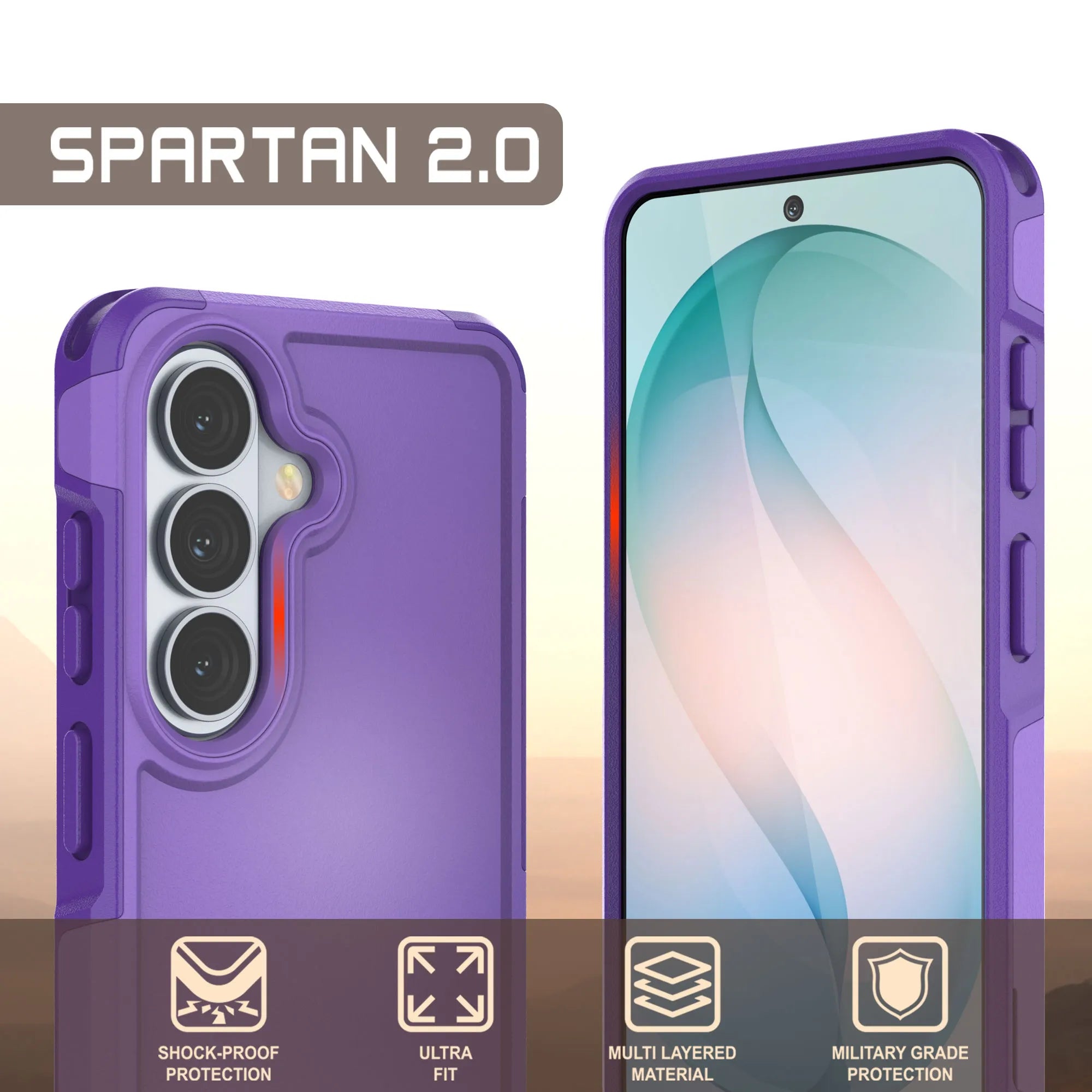 PunkCase Galaxy S26+ Plus Case, [Spartan 2.0 Series] Clear Rugged Heavy Duty Cover [Purple]