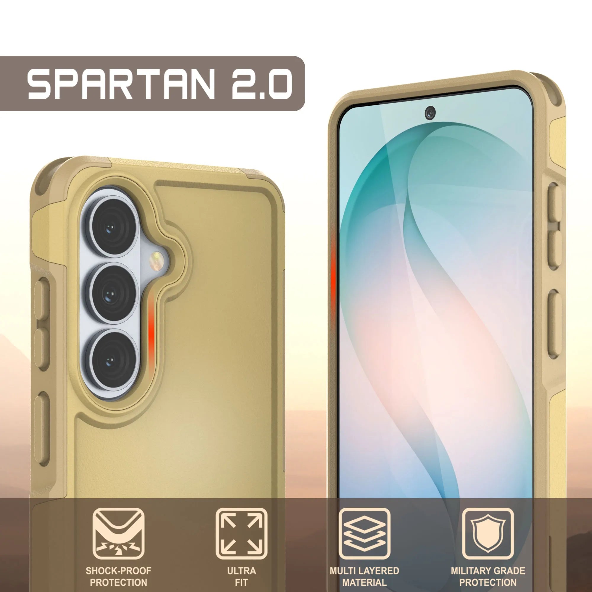 PunkCase Galaxy S26+ Plus Case, [Spartan 2.0 Series] Clear Rugged Heavy Duty Cover [Yellow]