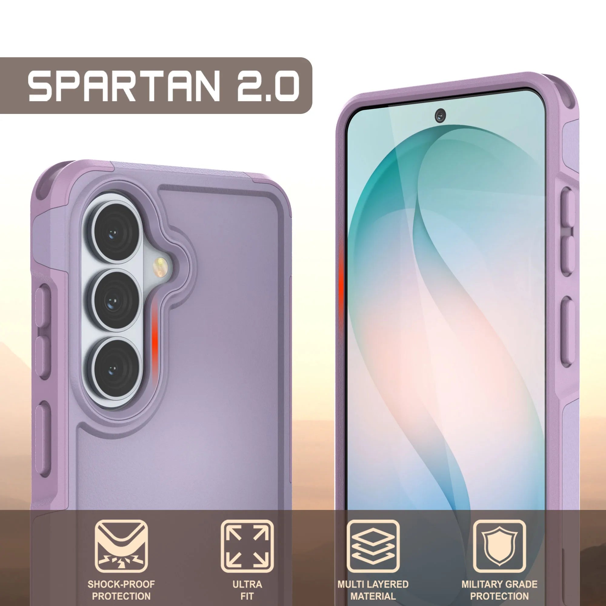 PunkCase Galaxy S26+ Plus Case, [Spartan 2.0 Series] Clear Rugged Heavy Duty Cover [Lilac]