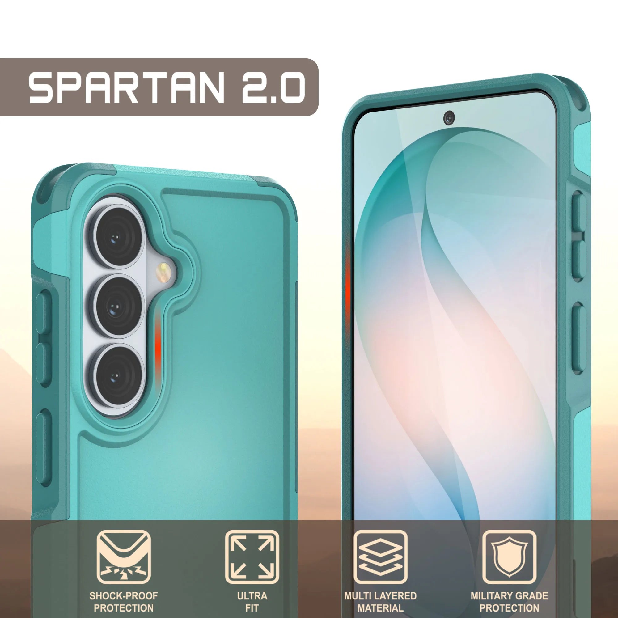 PunkCase Galaxy S26+ Plus Case, [Spartan 2.0 Series] Clear Rugged Heavy Duty Cover [Light Blue]
