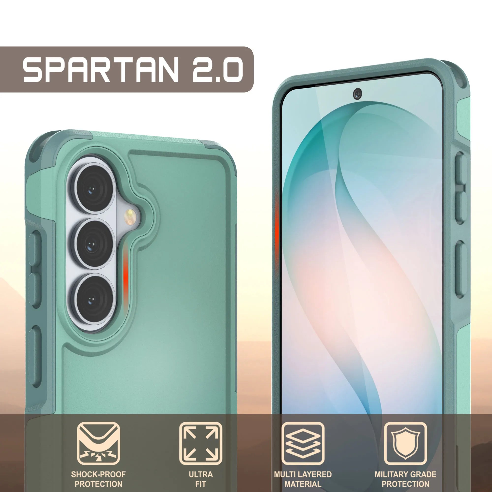 PunkCase Galaxy S26+ Plus Case, [Spartan 2.0 Series] Clear Rugged Heavy Duty Cover [Teal]