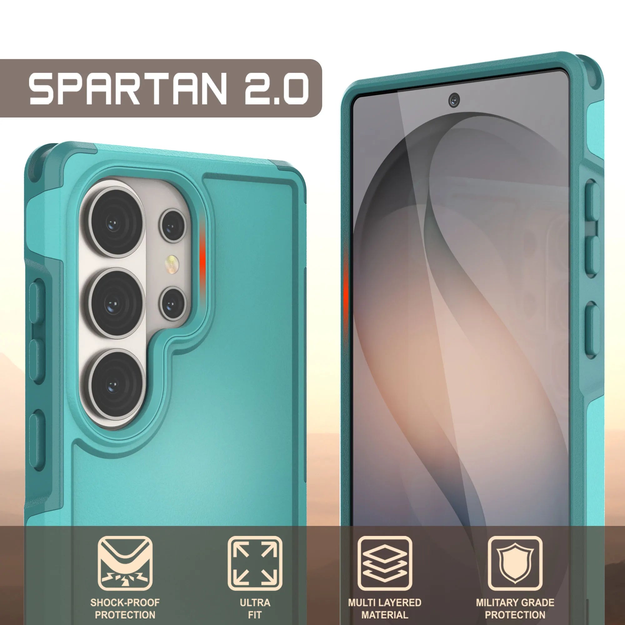 PunkCase Galaxy S26 Ultra Case, [Spartan 2.0 Series] Clear Rugged Heavy Duty Cover [Light Blue]
