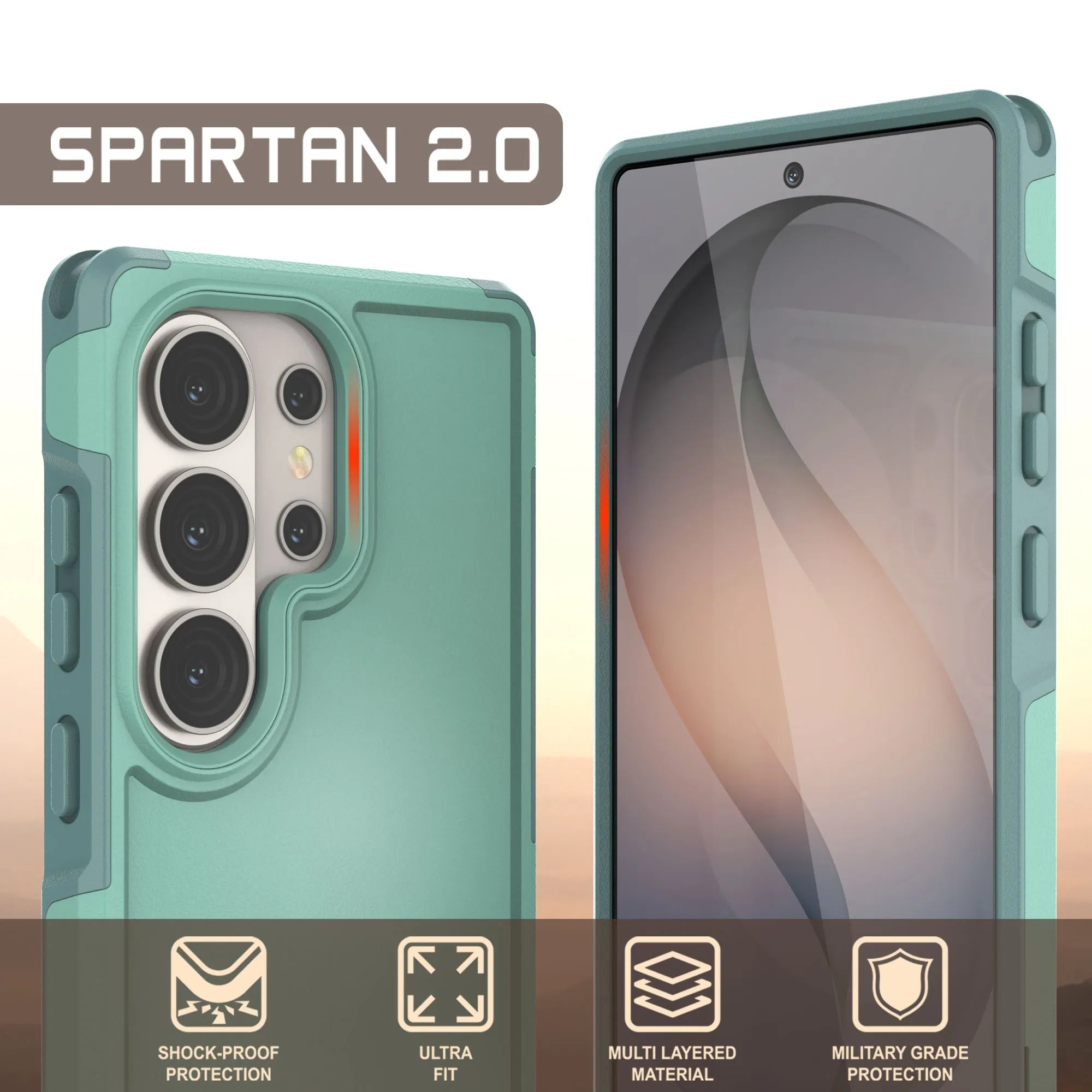 PunkCase Galaxy S26 Ultra Case, [Spartan 2.0 Series] Clear Rugged Heavy Duty Cover [Teal]