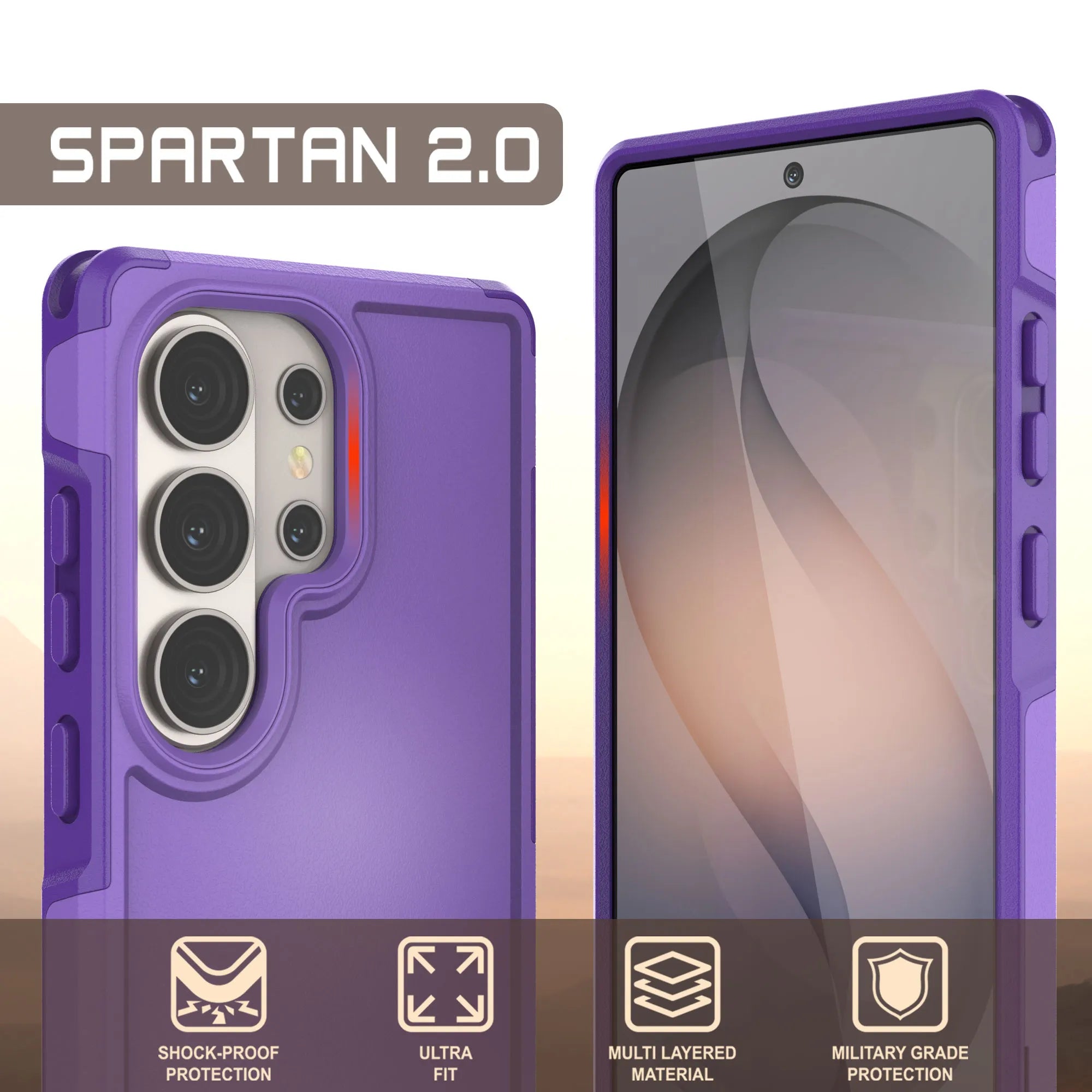 PunkCase Galaxy S26 Ultra Case, [Spartan 2.0 Series] Clear Rugged Heavy Duty Cover [Purple]