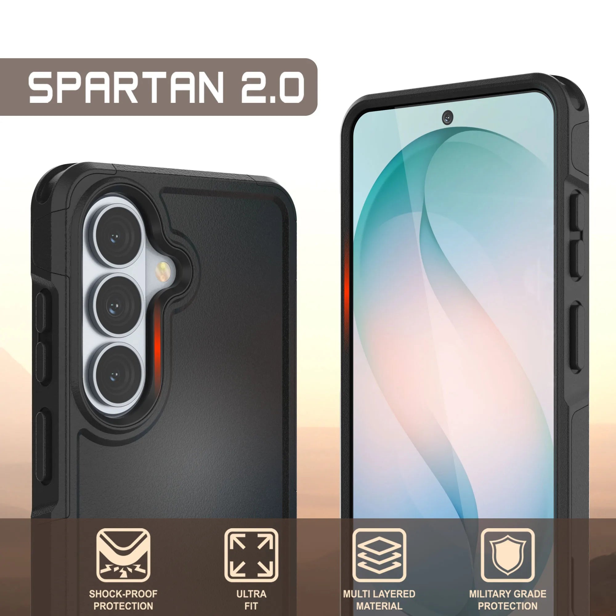 PunkCase Galaxy S26 Case, [Spartan 2.0 Series] Clear Rugged Heavy Duty Cover [Black]