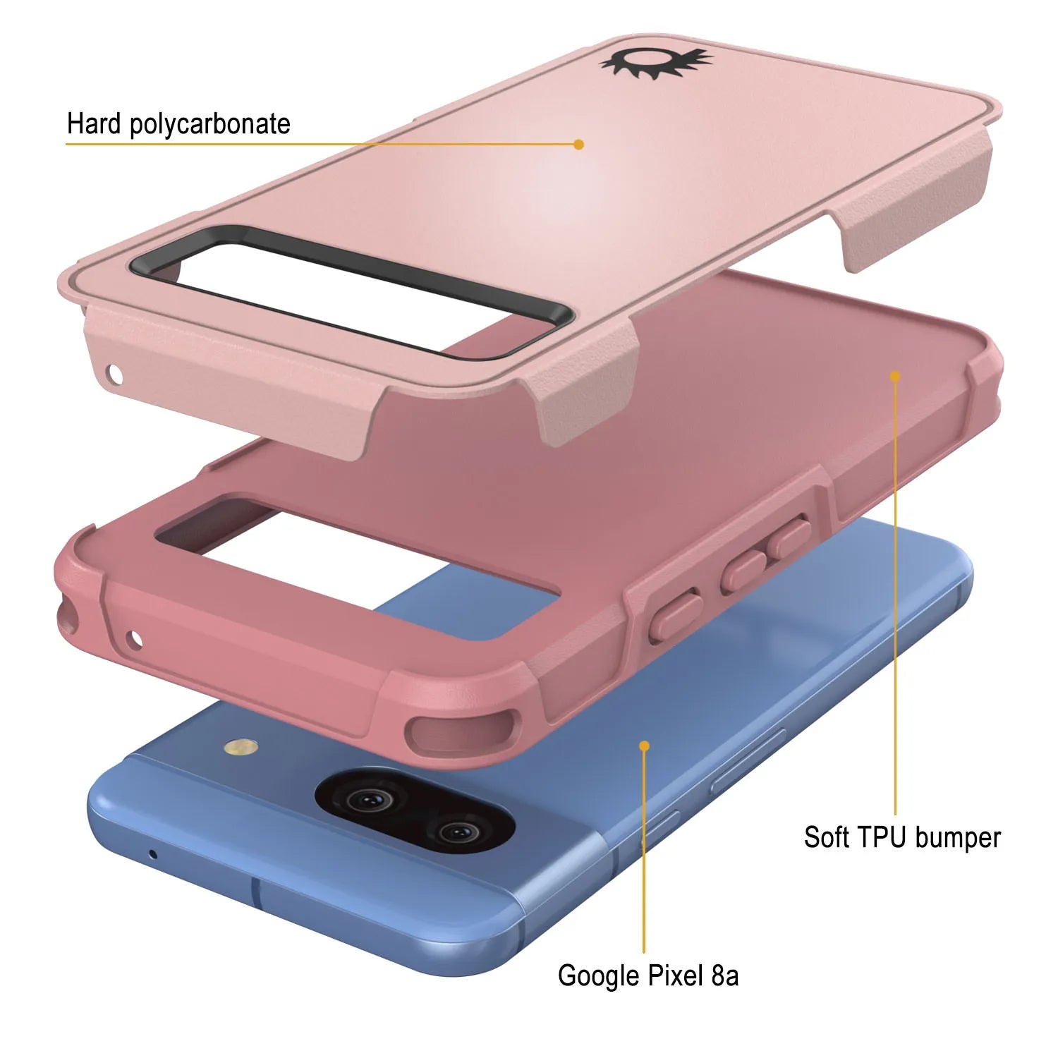 PunkCase Google Pixel 9 Case, [Spartan 2.0 Series] Clear Rugged Heavy Duty Cover W/Built in Screen Protector [Pink]