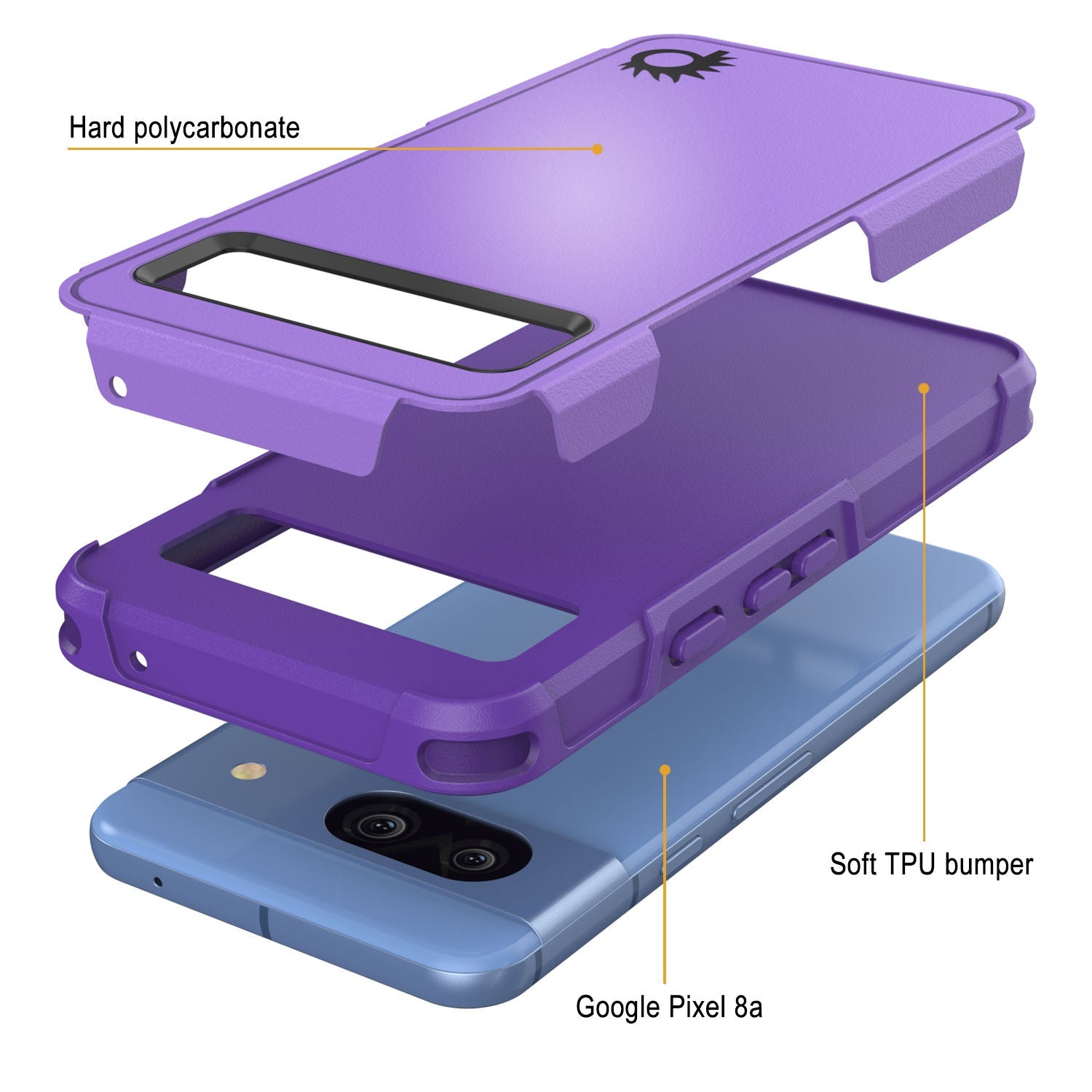 PunkCase Google Pixel 9 Pro XL Case, [Spartan 2.0 Series] Clear Rugged Heavy Duty Cover W/Built in Screen Protector [Purple]