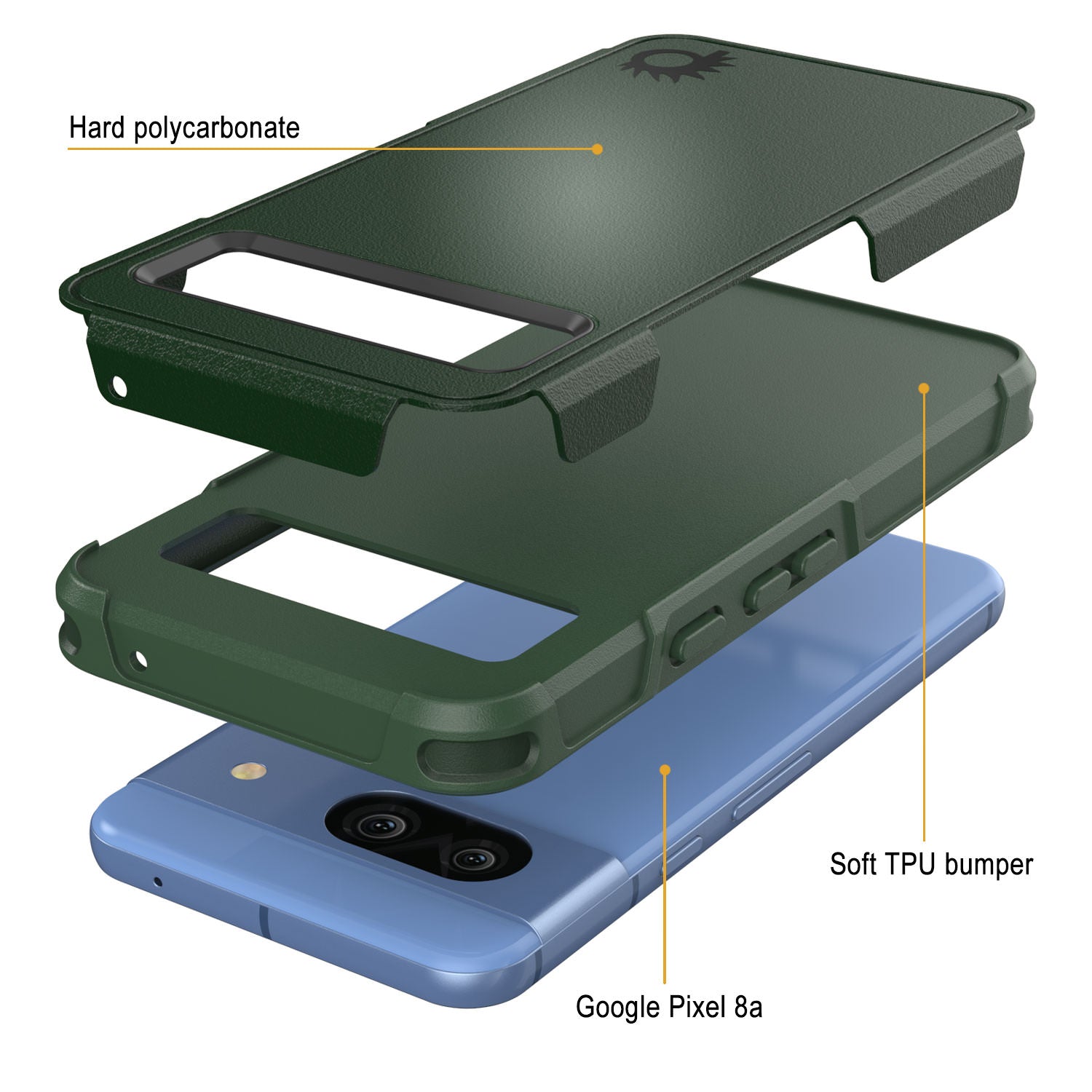 PunkCase Google Pixel 9 Pro XL Case, [Spartan 2.0 Series] Clear Rugged Heavy Duty Cover W/Built in Screen Protector [Dark Green]