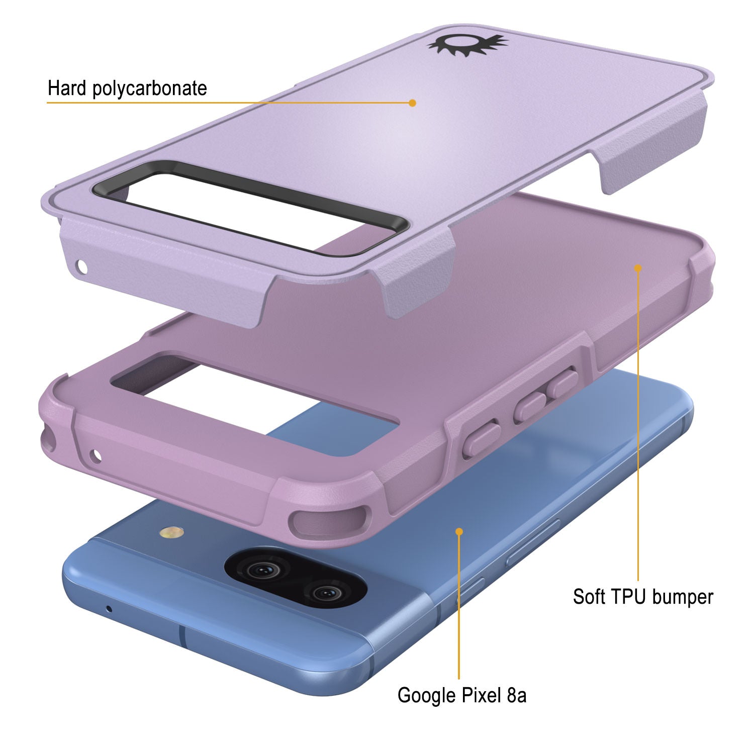 PunkCase Google Pixel 9 Pro Case, [Spartan 2.0 Series] Clear Rugged Heavy Duty Cover W/Built in Screen Protector [Lilac]