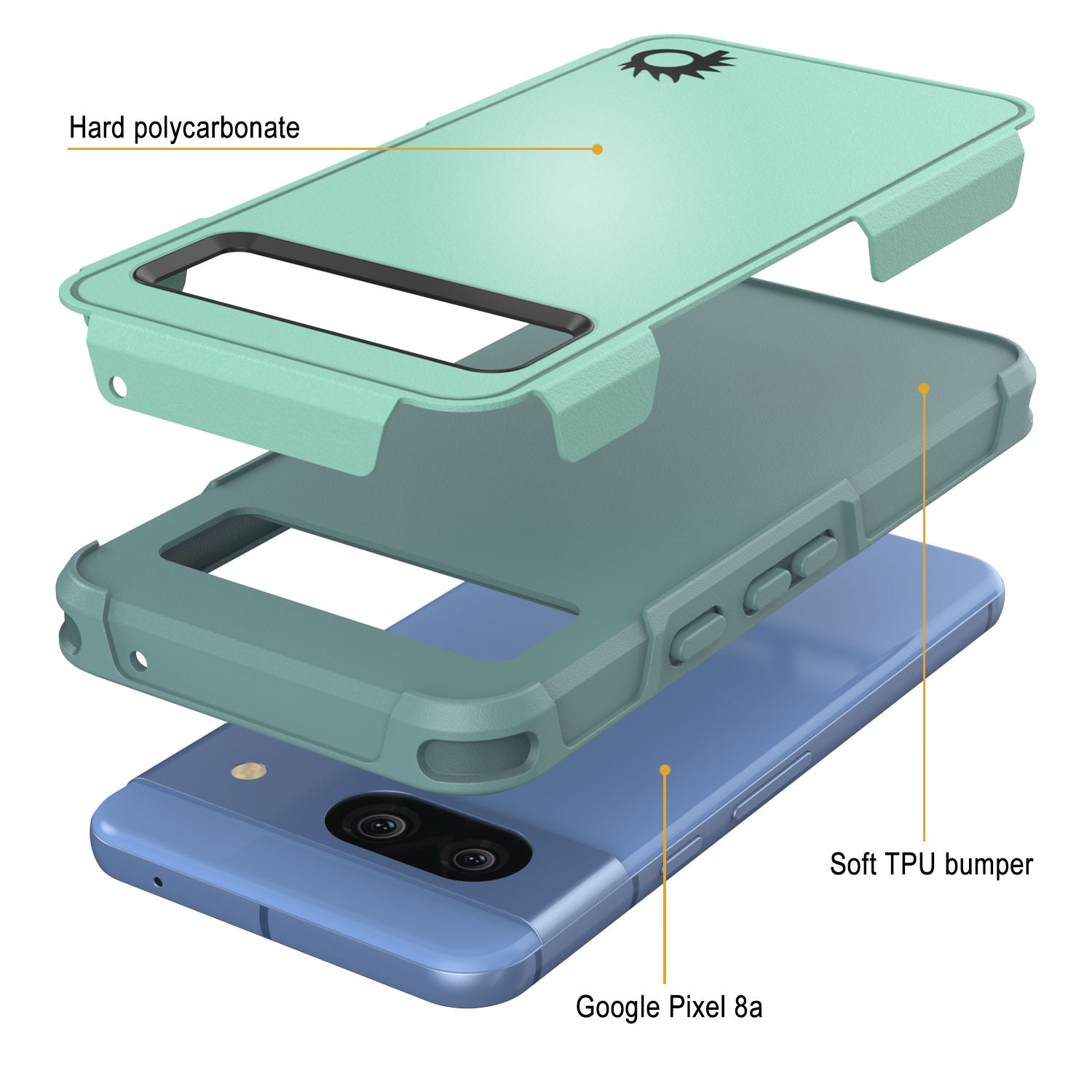 PunkCase Google Pixel 9 Case, [Spartan 2.0 Series] Clear Rugged Heavy Duty Cover W/Built in Screen Protector [Teal]