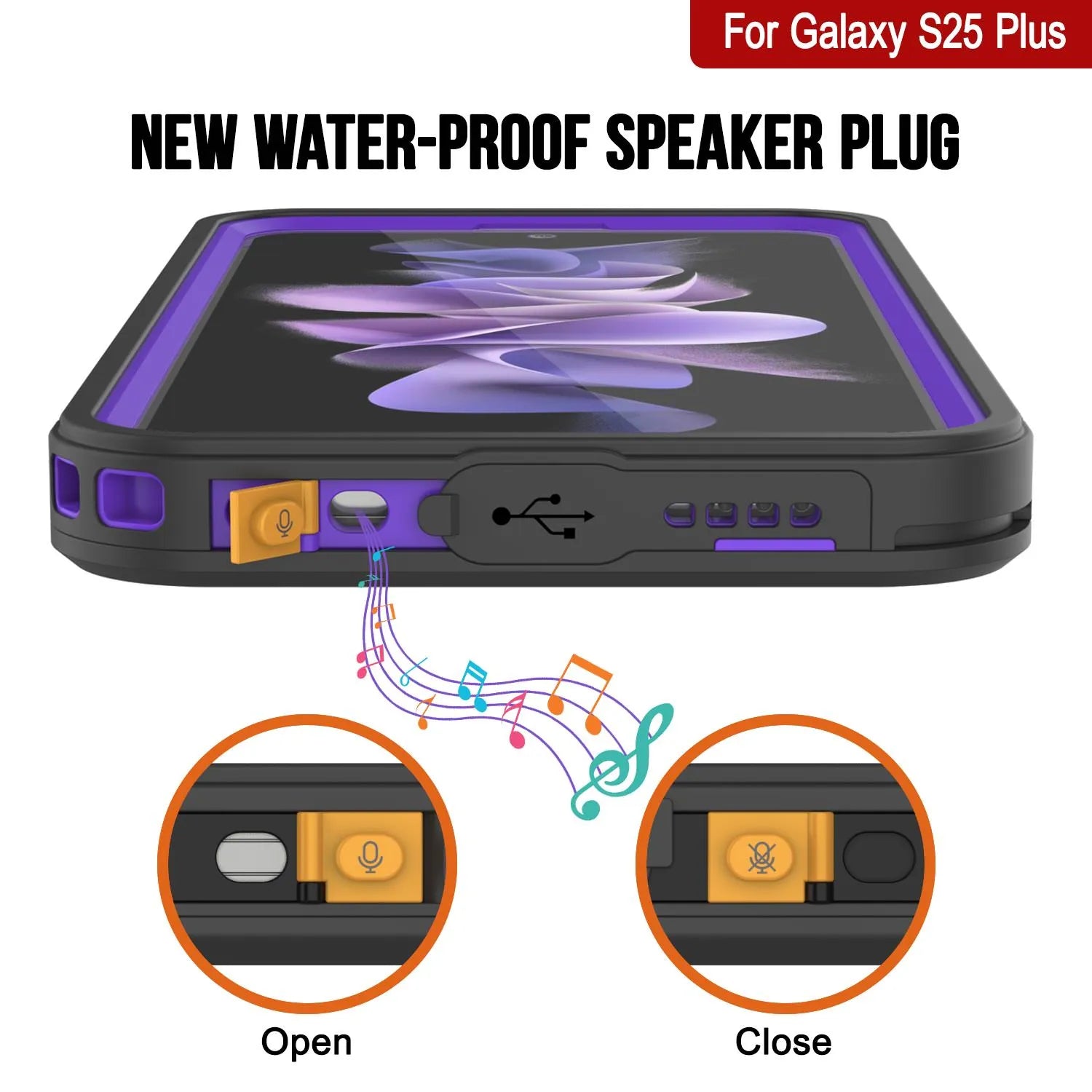 Galaxy S25+ Plus Waterproof Case PunkCase StudStar Purple Thin 6.7ft Underwater IP68 Shock/Snow Proof