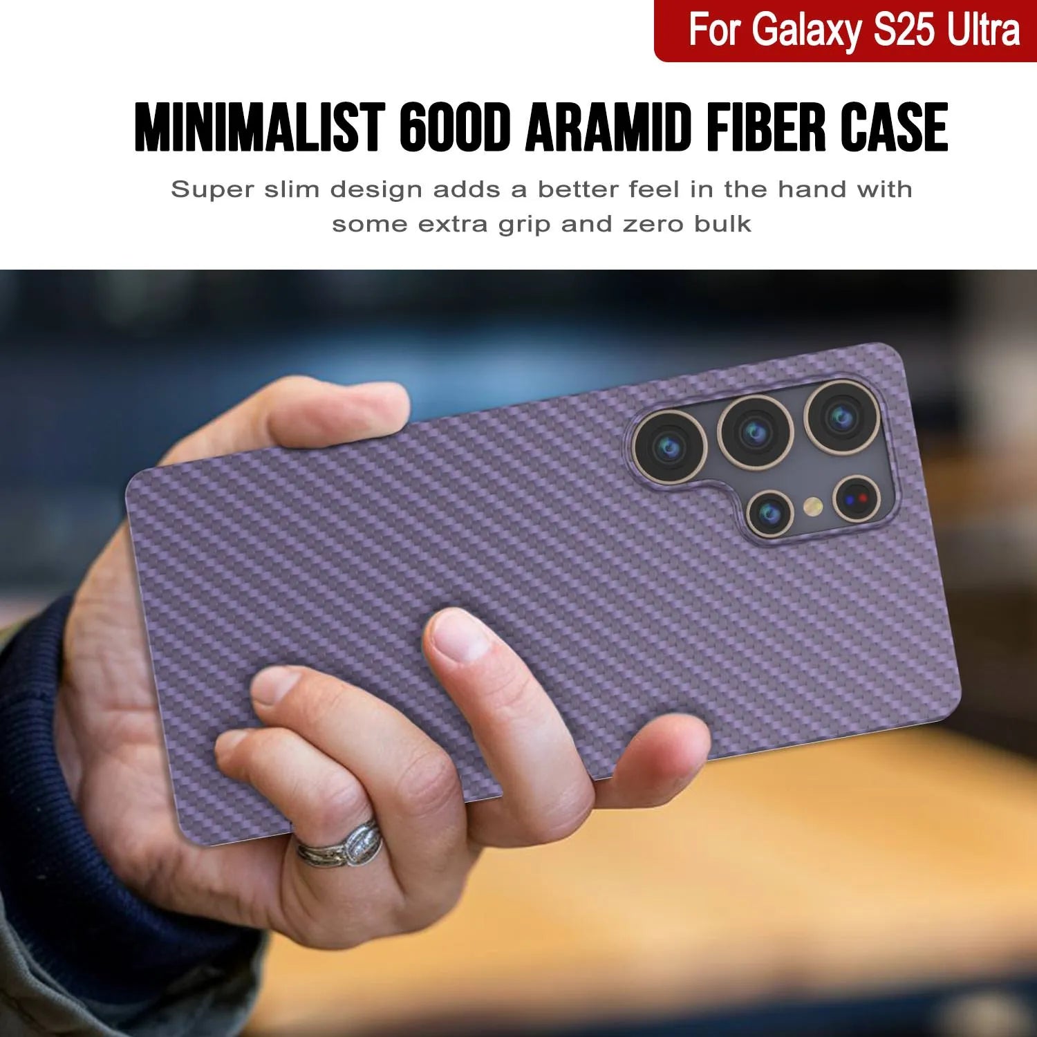 Punkcase Galaxy S25 Ultra Carbon Fiber Case [AramidShield Series] Ultra Slim & Light Kevlar [Lilac]