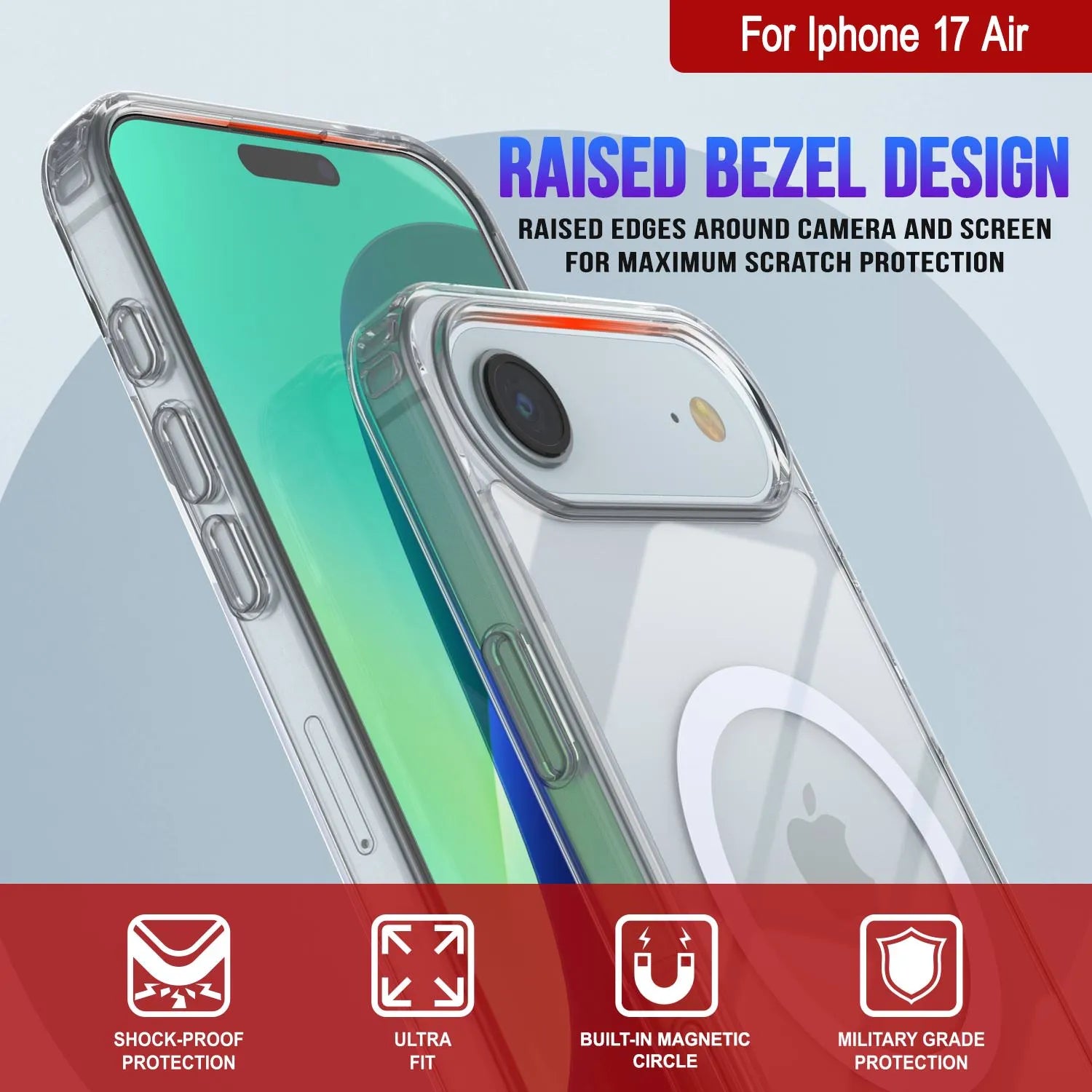 Punkcase iPhone 17 Air Magnetic Wireless Charging Case [ClearMag Series][Clear]