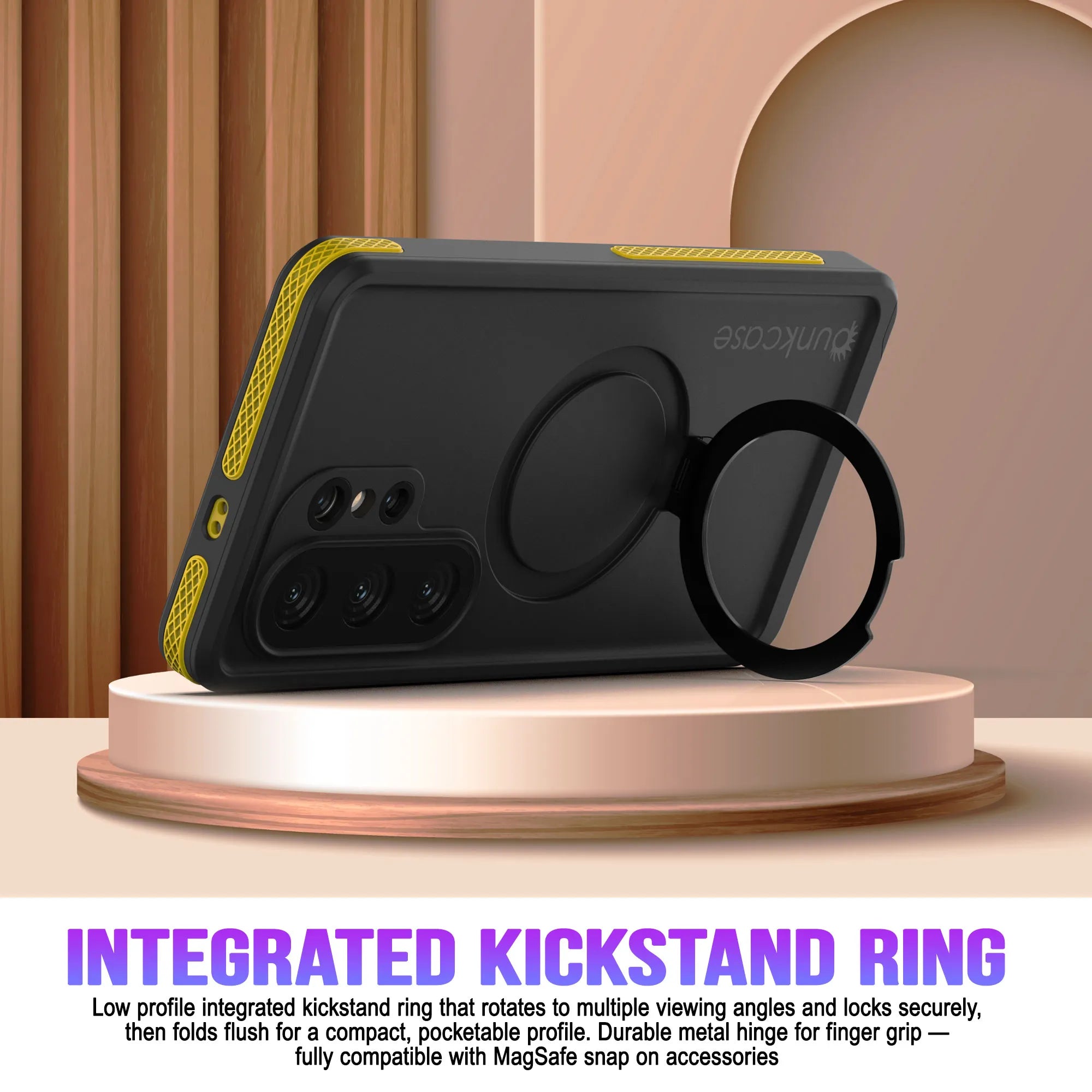 Galaxy S26 Ultra Waterproof Case [Kickstud 2.0 Series] Protective IP68 Cover W/Screen Protector & Kickstand [Yellow]