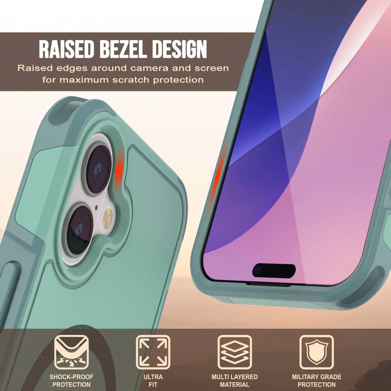 PunkCase iPhone 17 Case, [Spartan 2.0 Series] Clear Rugged Heavy Duty Cover W/Built in Screen Protector [teal]