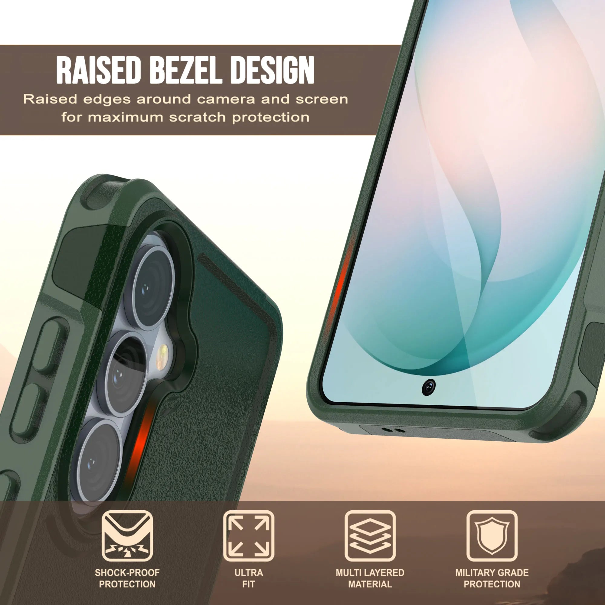 PunkCase Galaxy S26+ Plus Case, [Spartan 2.0 Series] Clear Rugged Heavy Duty Cover [Dark Green]