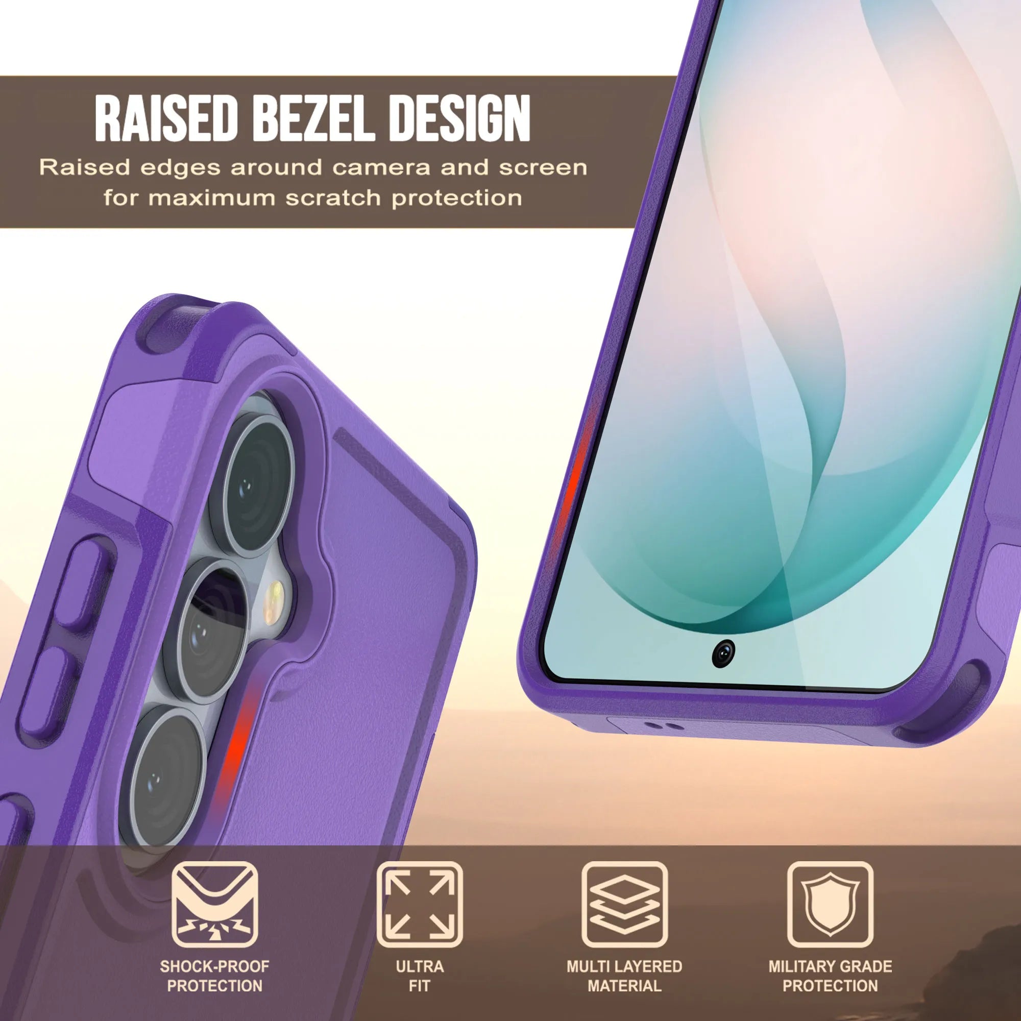 PunkCase Galaxy S26+ Plus Case, [Spartan 2.0 Series] Clear Rugged Heavy Duty Cover [Purple]