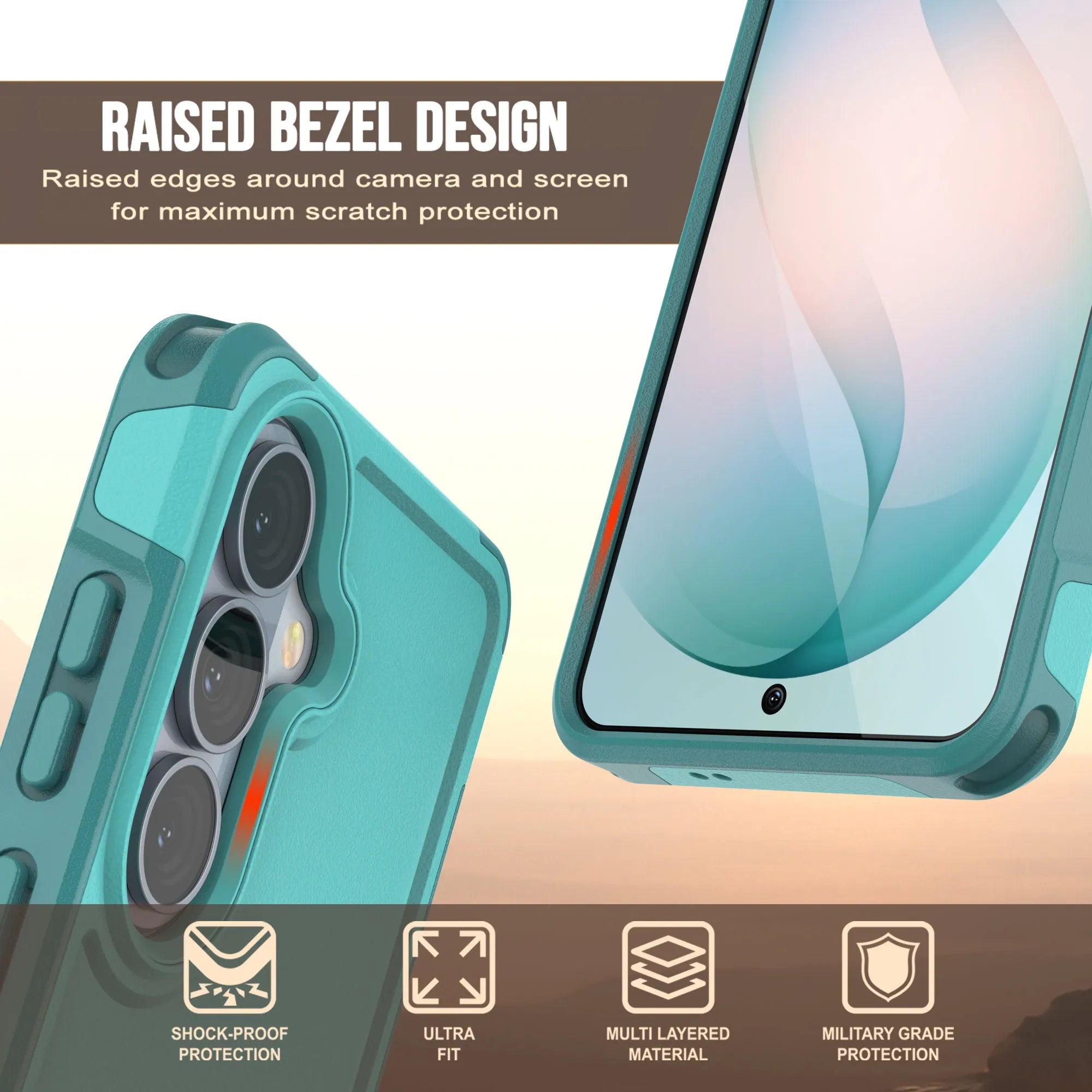 PunkCase Galaxy S26+ Plus Case, [Spartan 2.0 Series] Clear Rugged Heavy Duty Cover [Light Blue]