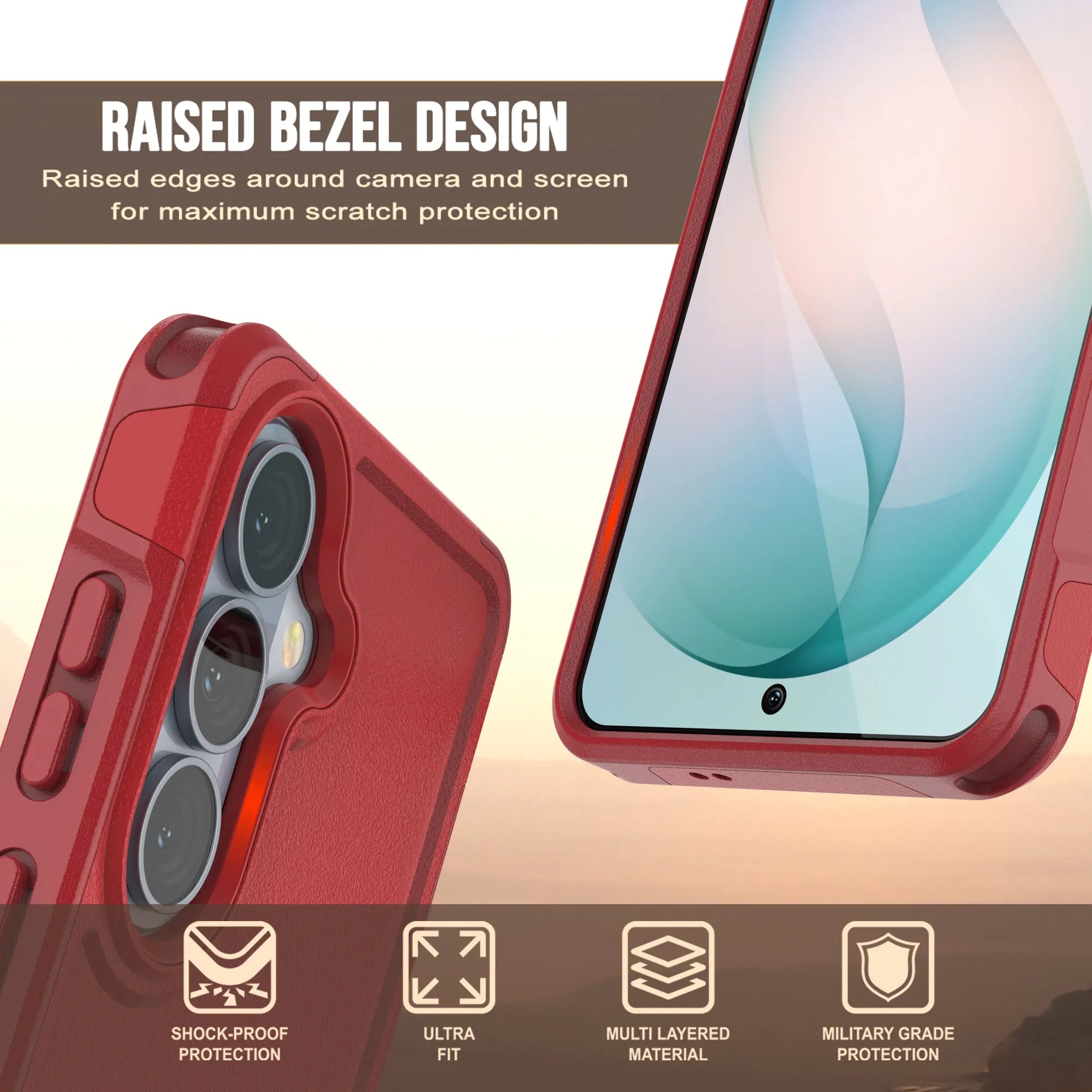 PunkCase Galaxy S26+ Plus Case, [Spartan 2.0 Series] Clear Rugged Heavy Duty Cover [Red]