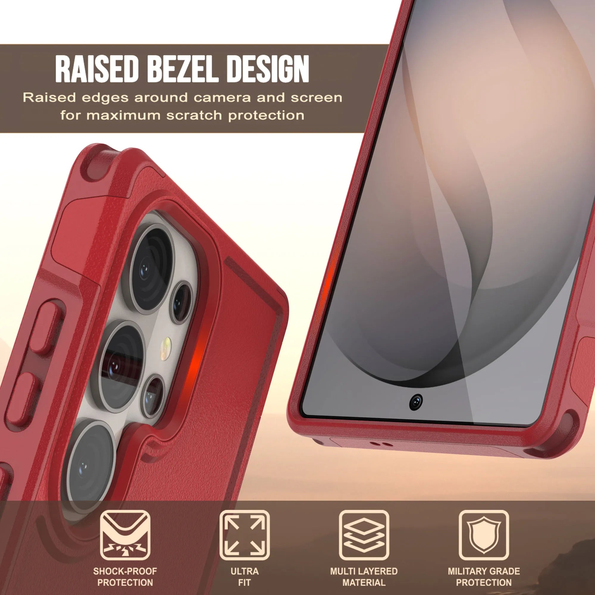 PunkCase Galaxy S26 Ultra Case, [Spartan 2.0 Series] Clear Rugged Heavy Duty Cover [Red]