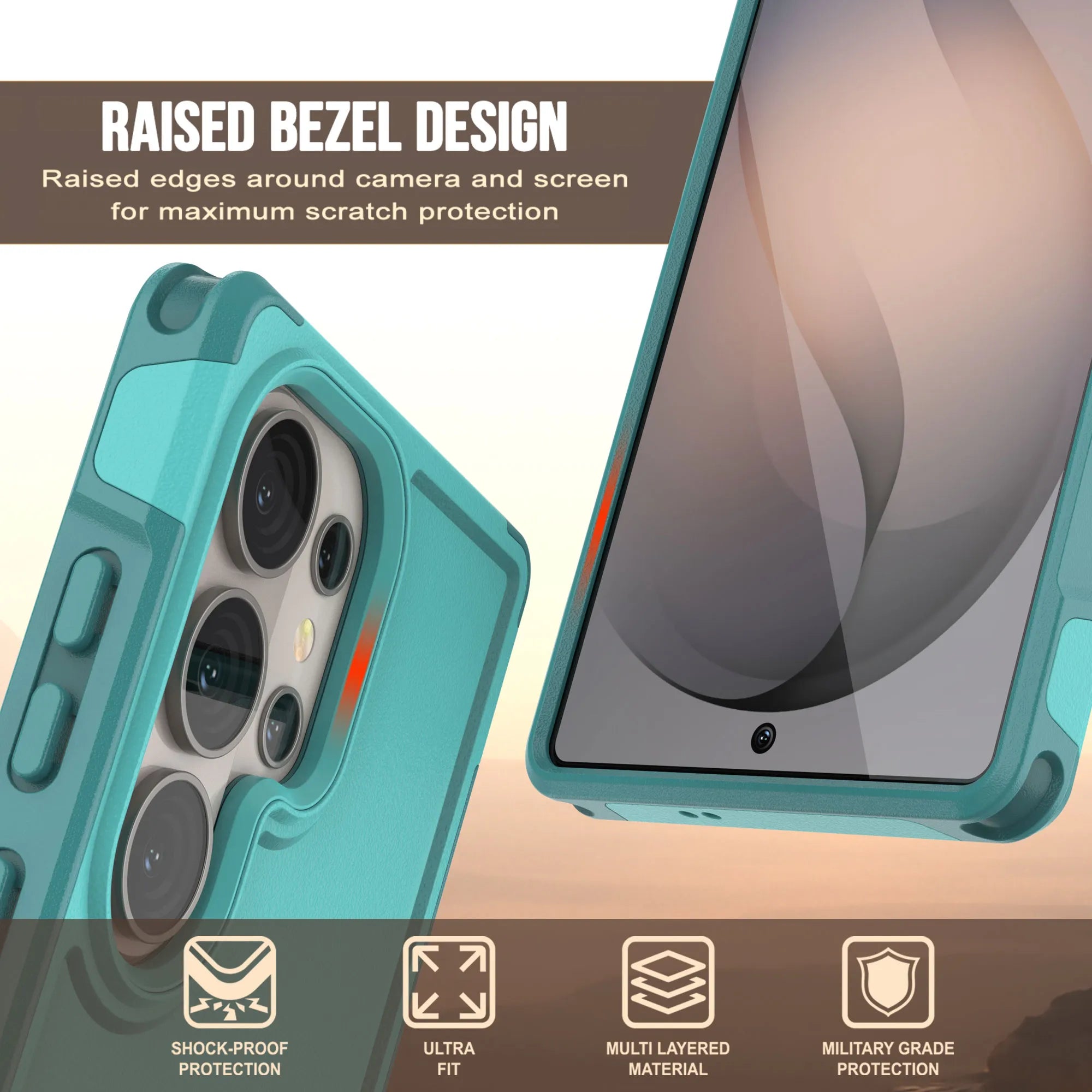 PunkCase Galaxy S26 Ultra Case, [Spartan 2.0 Series] Clear Rugged Heavy Duty Cover [Light Blue]