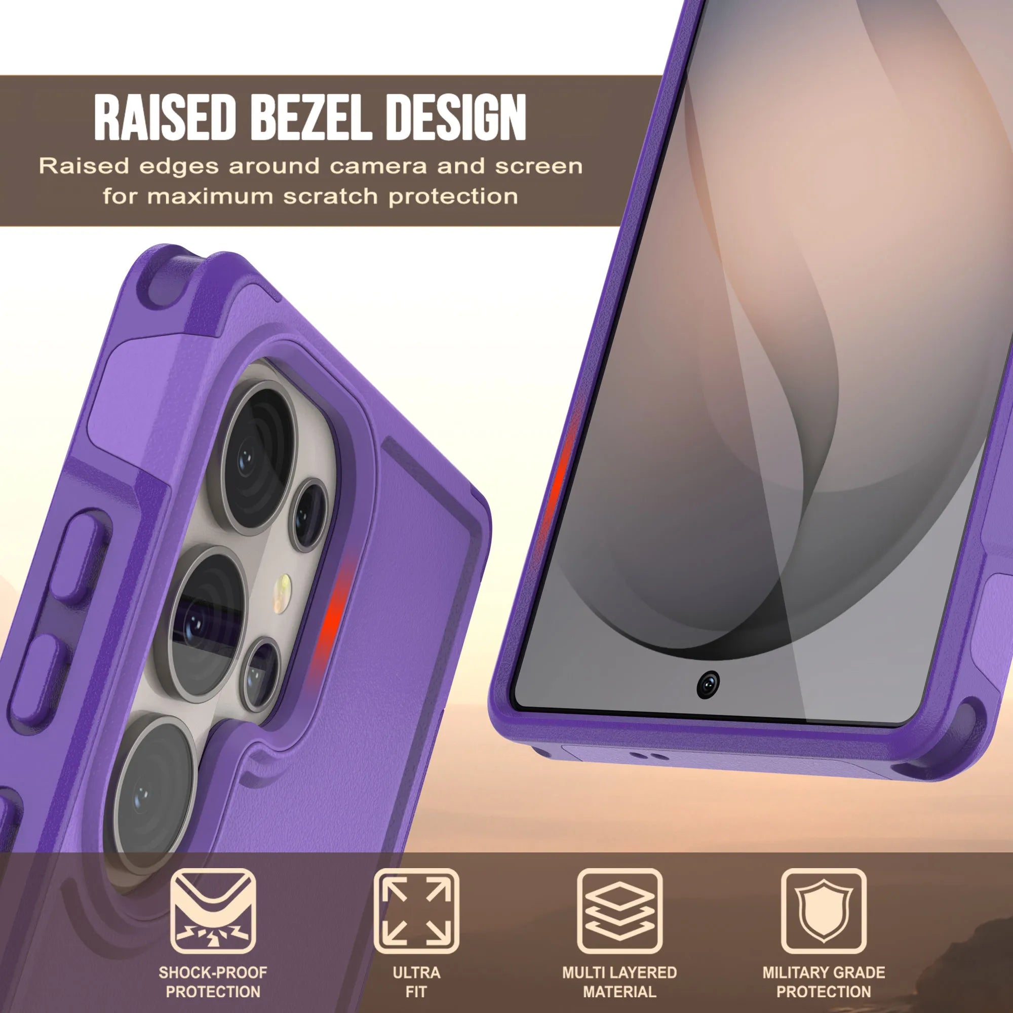 PunkCase Galaxy S26 Ultra Case, [Spartan 2.0 Series] Clear Rugged Heavy Duty Cover [Purple]