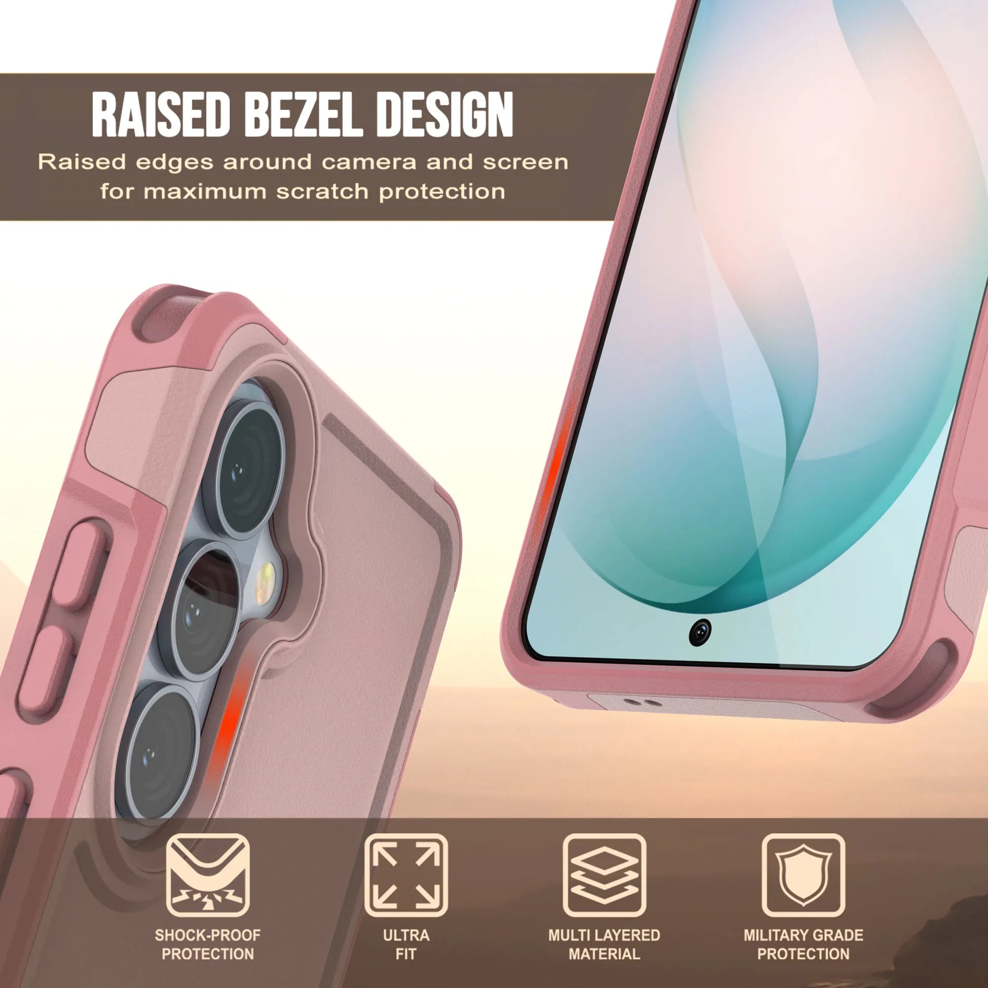 PunkCase Galaxy S26 Case, [Spartan 2.0 Series] Clear Rugged Heavy Duty Cover [Pink]