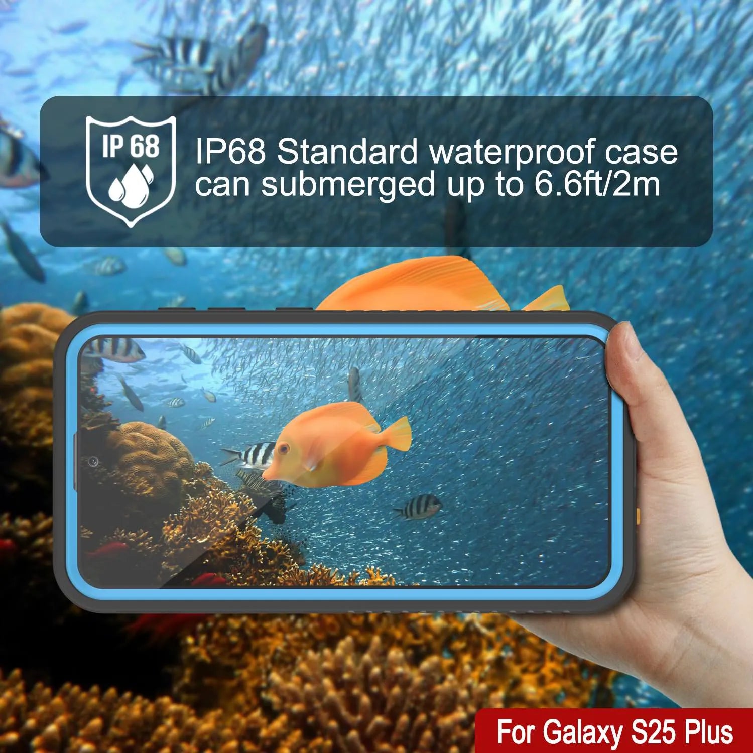 Galaxy S25+ Plus Waterproof Case PunkCase StudStar Light Blue Thin 6.7ft Underwater IP68 ShockProof