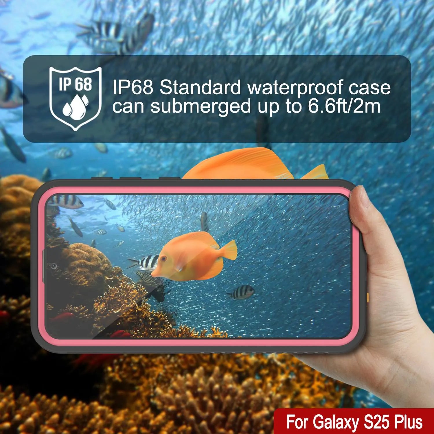 Galaxy S25+ Plus Waterproof Case PunkCase StudStar Pink Thin 6.7ft Underwater IP68 Shock/Snow Proof