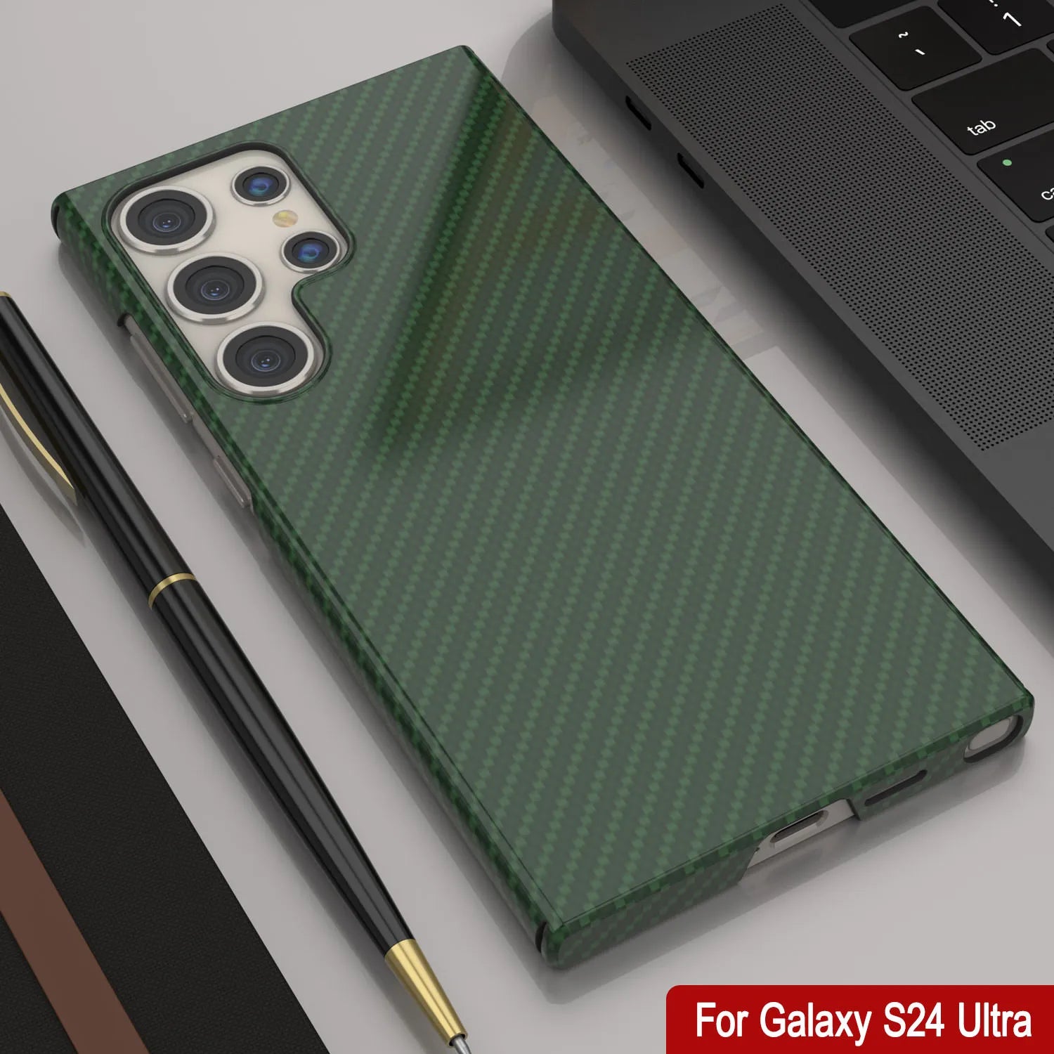 Galaxy S24 Ultra Case, Punkcase CarbonShield, Heavy Duty & Ultra Thin Cover [shockproof][non slip] [Dark Green]