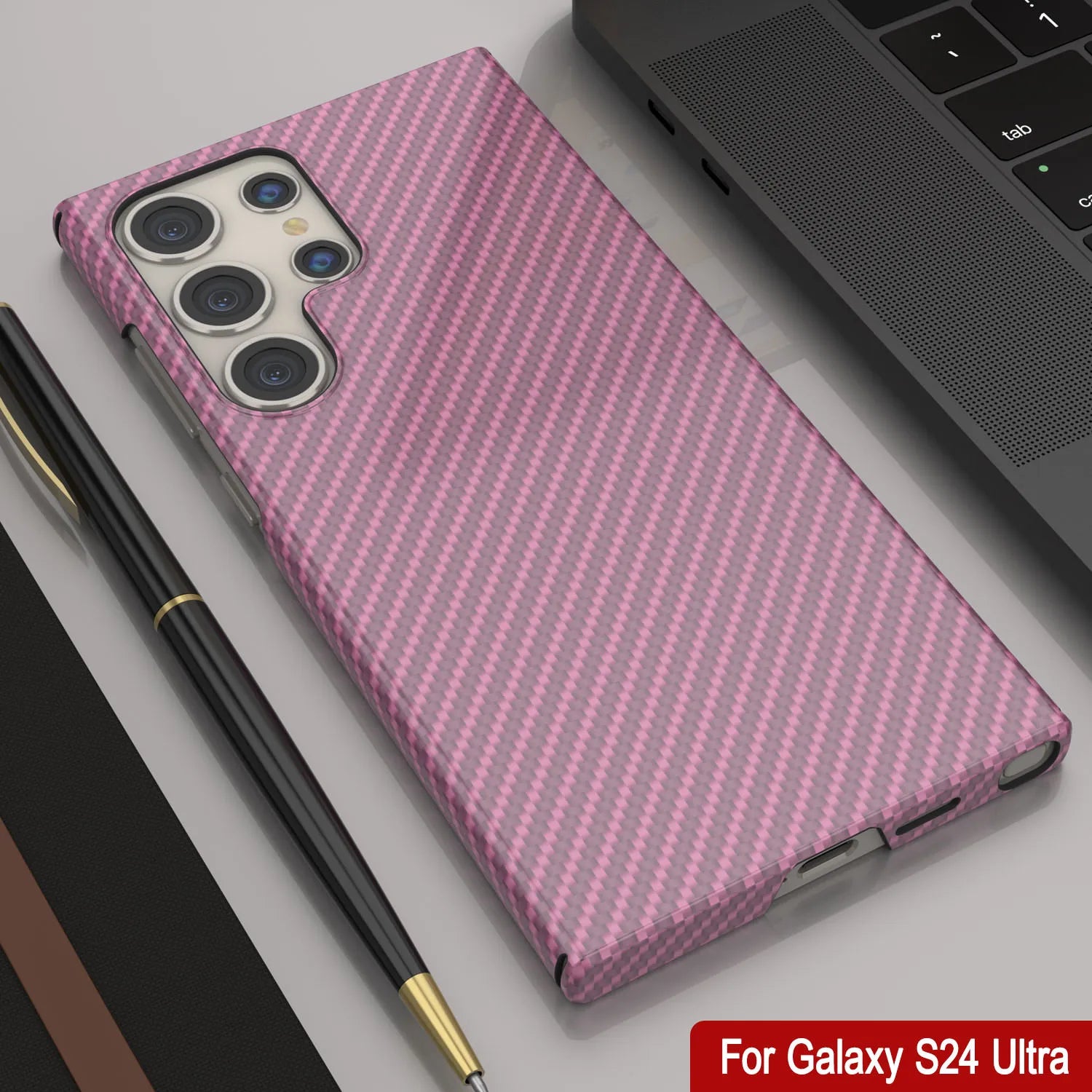 Galaxy S24 Ultra Case, Punkcase CarbonShield, Heavy Duty & Ultra Thin Cover [shockproof][non slip] [Pink]