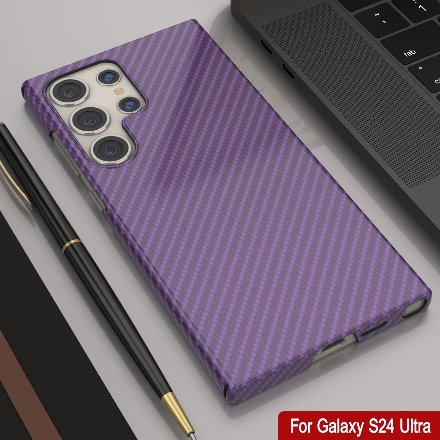 Galaxy S24 Ultra Case, Punkcase CarbonShield, Heavy Duty & Ultra Thin Cover [shockproof][non slip] [Purple]