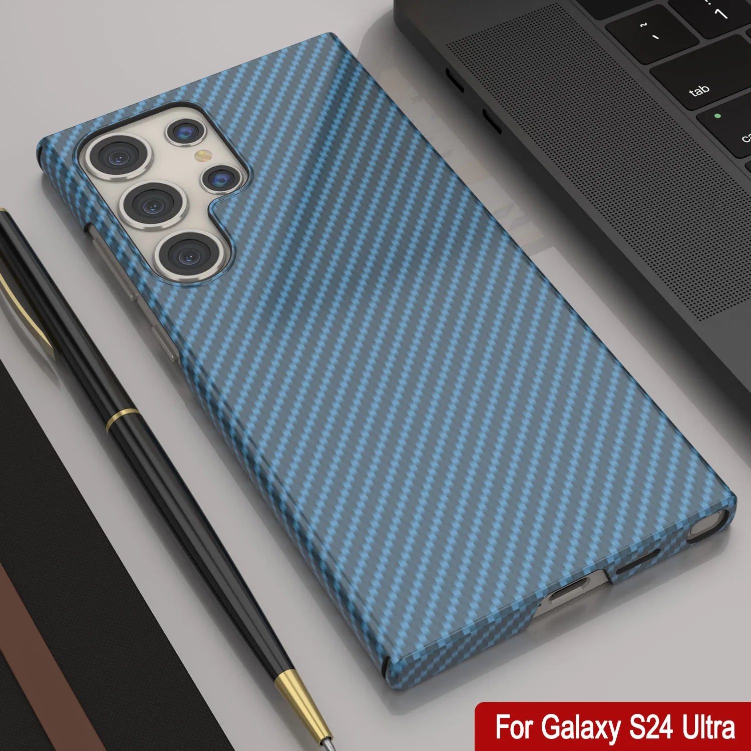 Galaxy S24 Ultra Case, Punkcase CarbonShield, Heavy Duty & Ultra Thin Cover [shockproof][non slip] [Light Blue]