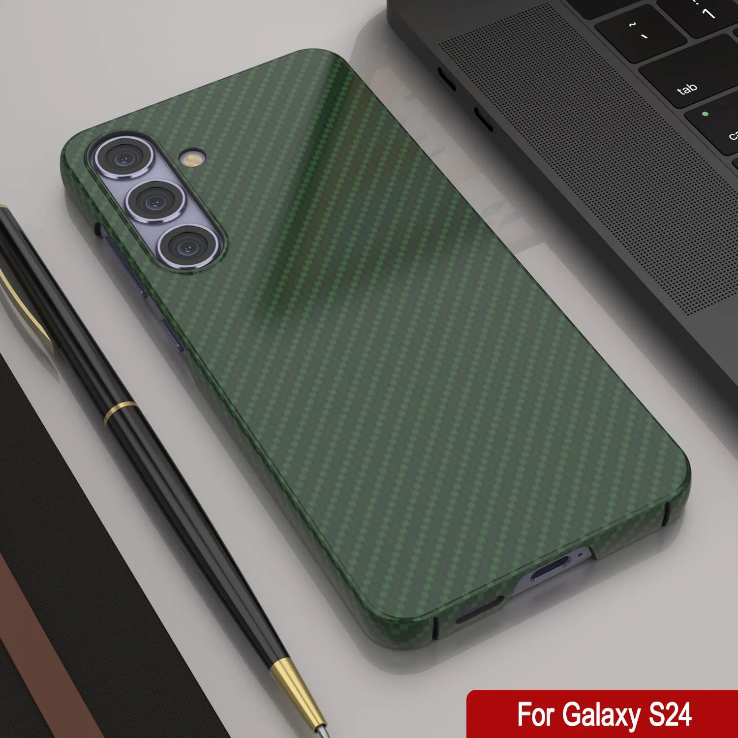 Galaxy S24 Case, Punkcase CarbonShield, Heavy Duty & Ultra Thin Cover [shockproof][non slip] [Dark Green]