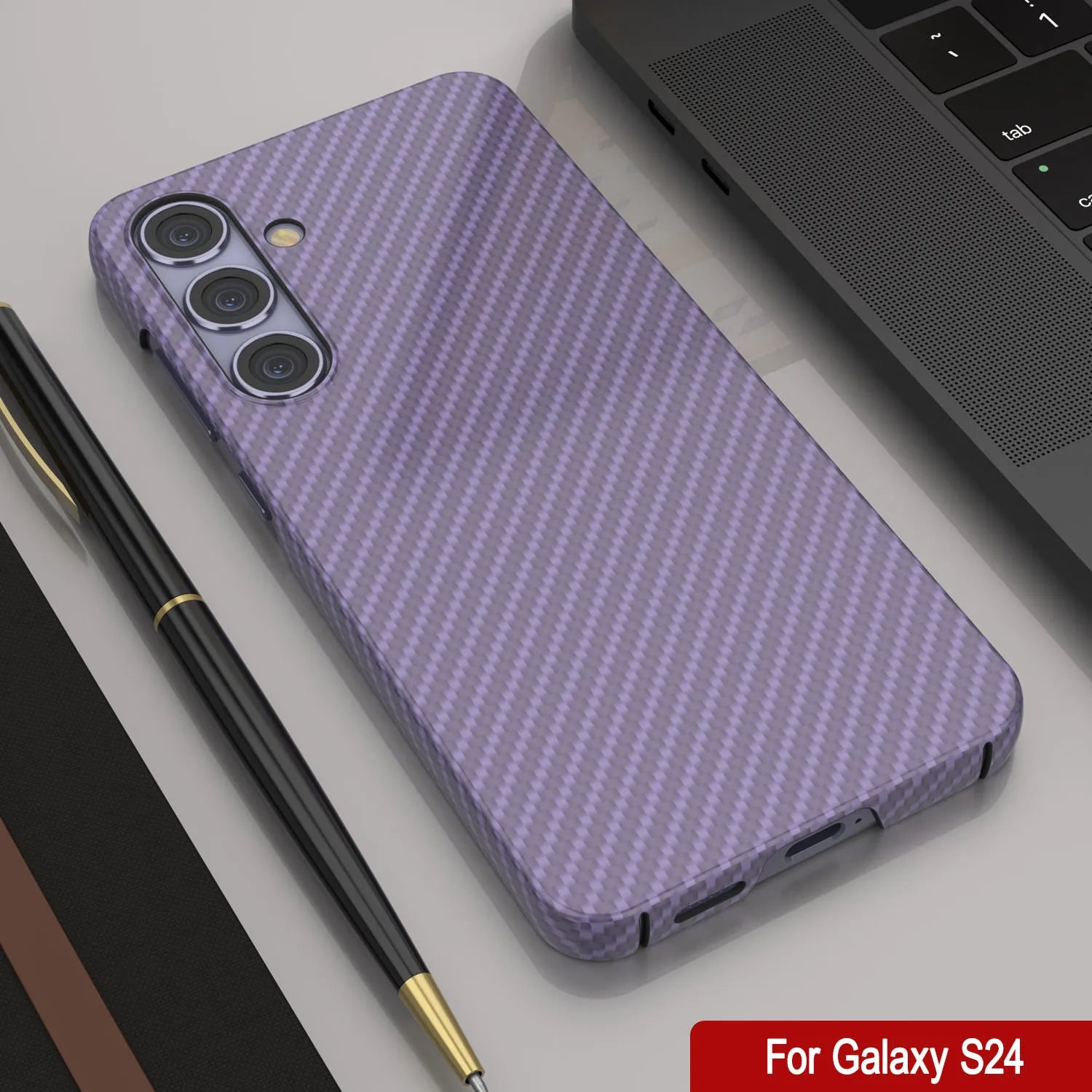 Galaxy S24 Case, Punkcase CarbonShield, Heavy Duty & Ultra Thin Cover [shockproof][non slip] [Lilac]