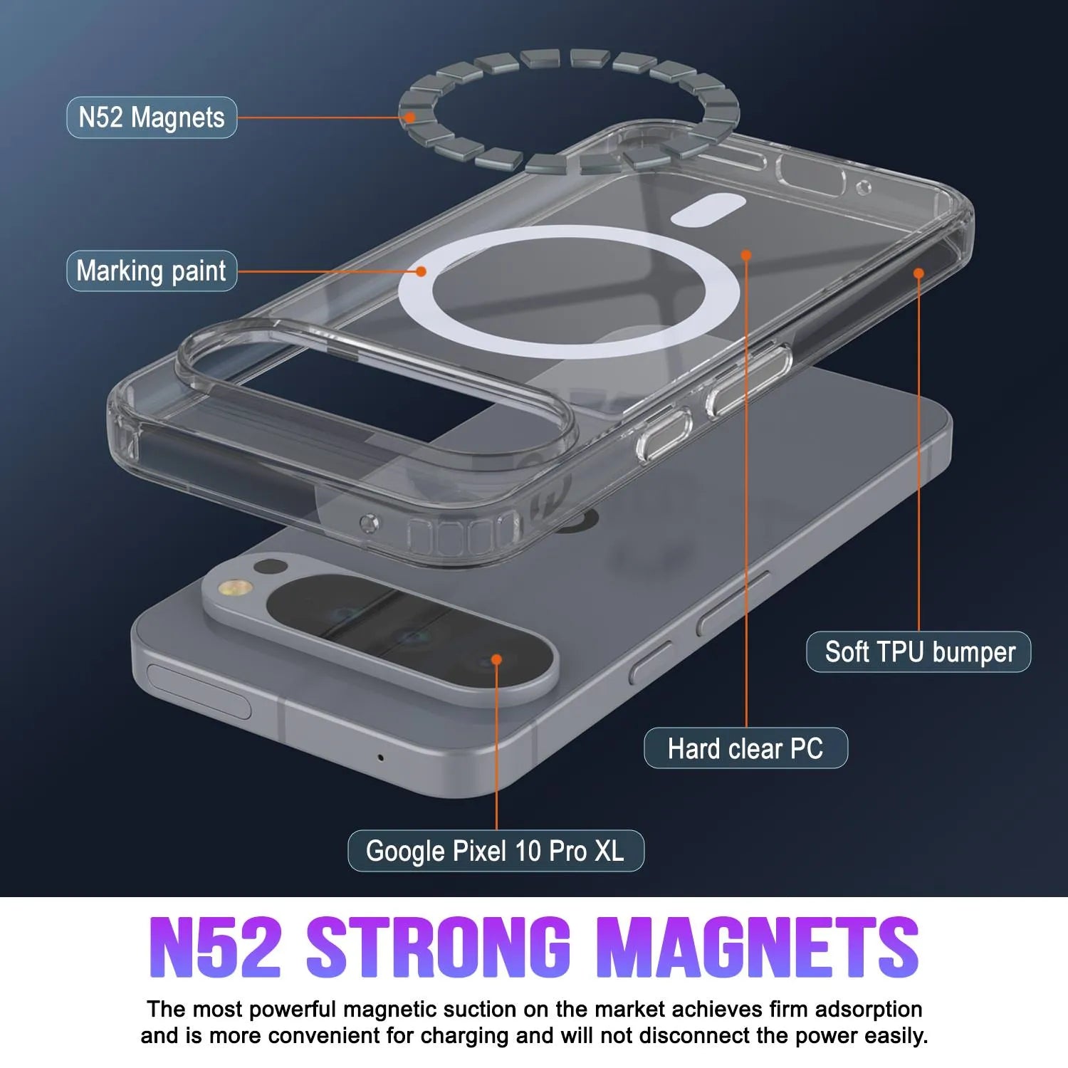 Pixel 10 Pro XL Magnetic Wireless Charging Case [ClearMag Series]