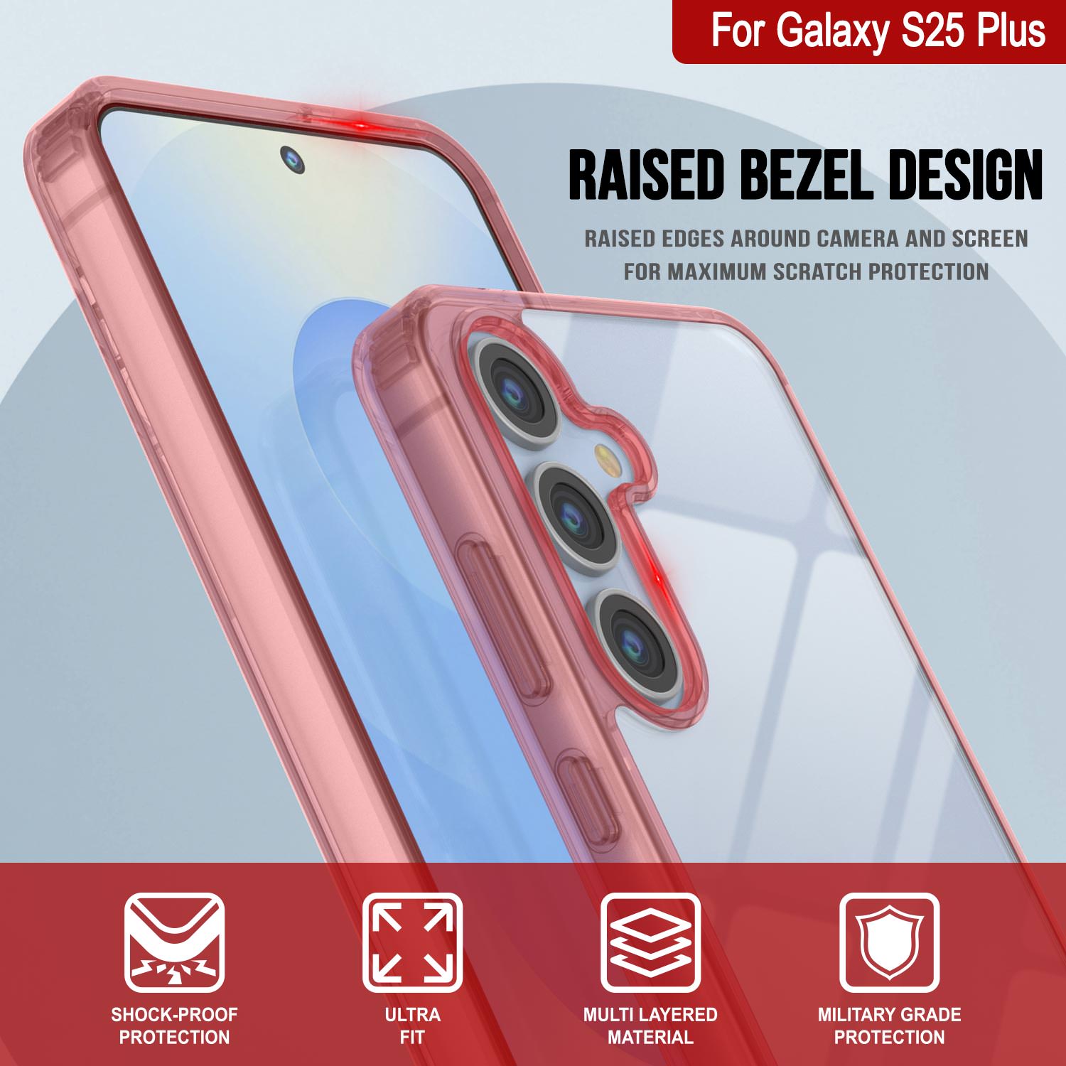 Galaxy S25 Plus Case [Clear Acrylic Series] [Non-Slip] For Galaxy S25 Plus [Red]