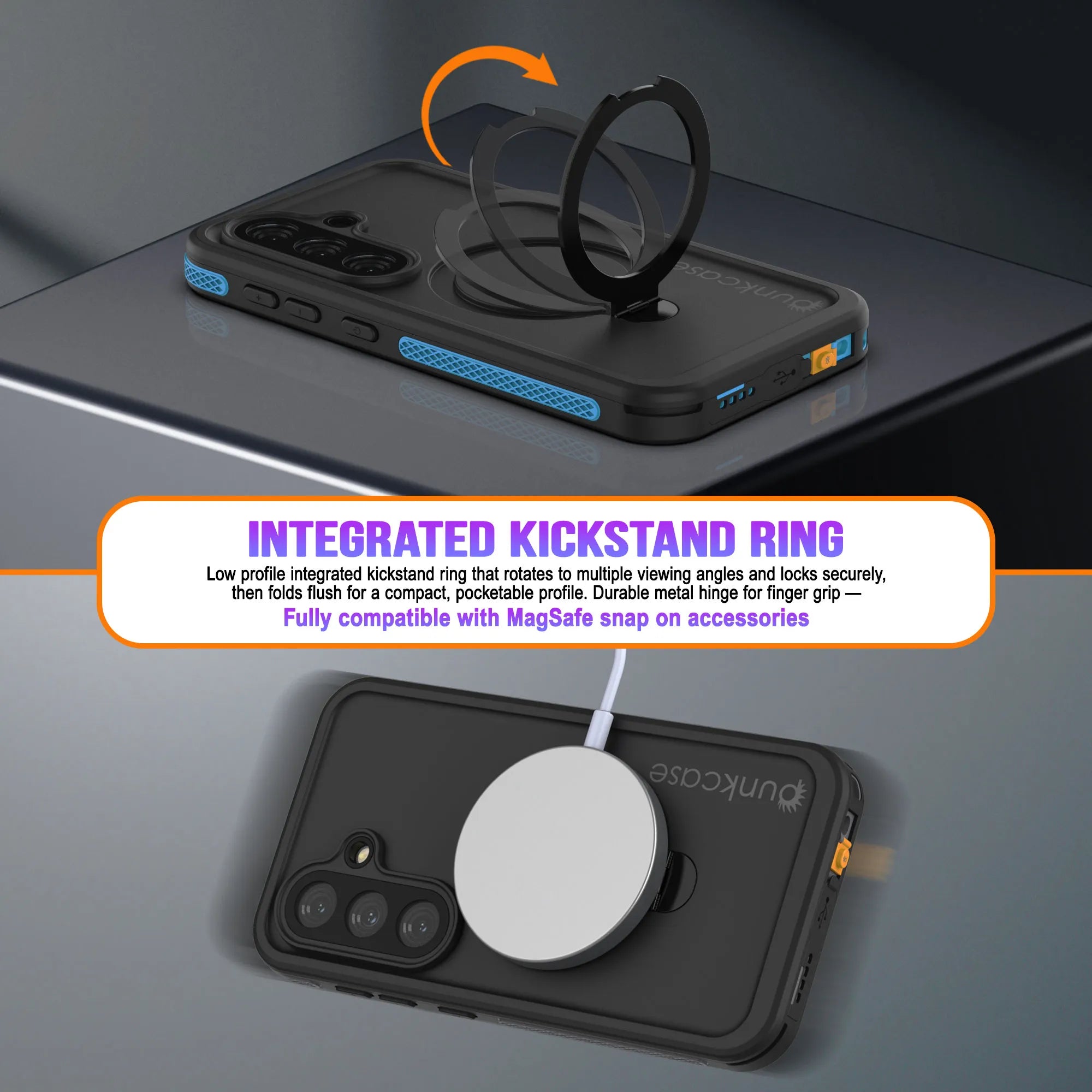 Galaxy S26 Plus Waterproof Case [Kickstud 2.0 Series] Protective IP68 Cover W/Screen Protector & Kickstand [Blue]