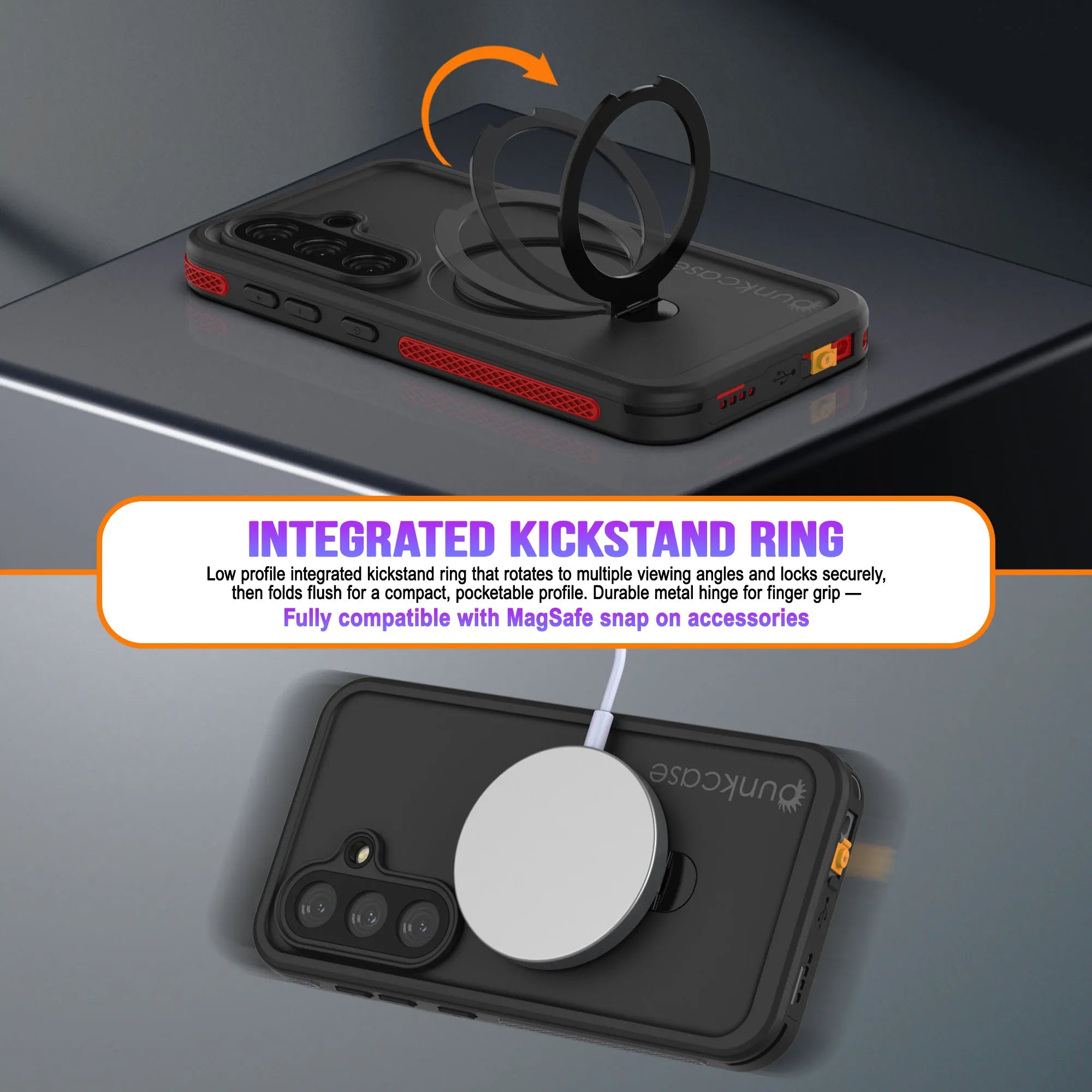 Galaxy S26 Plus Waterproof Case [Kickstud 2.0 Series] Protective IP68 Cover W/Screen Protector & Kickstand [Red]