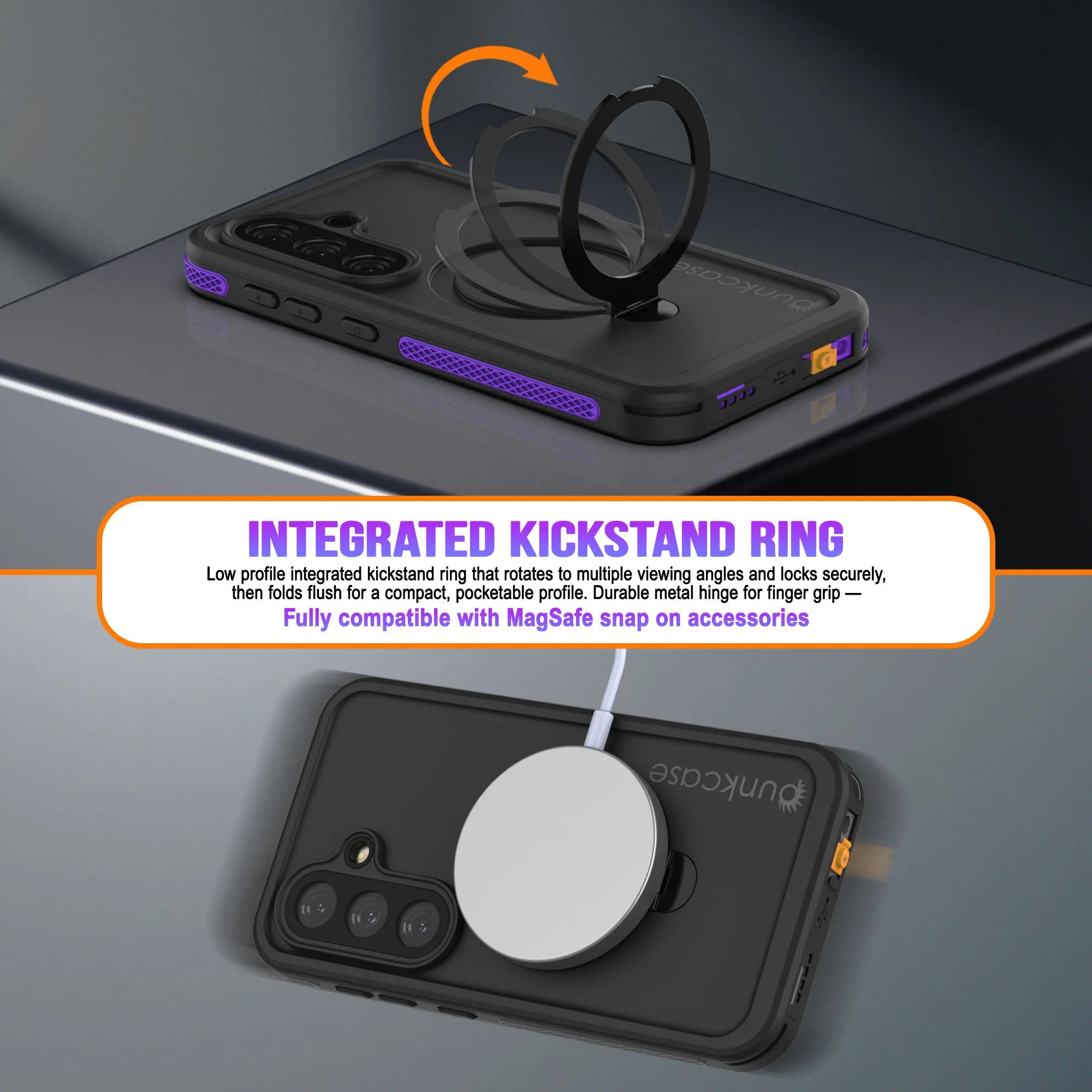 Galaxy S26 Plus Waterproof Case [Kickstud 2.0 Series] Protective IP68 Cover W/Screen Protector & Kickstand [Purple]