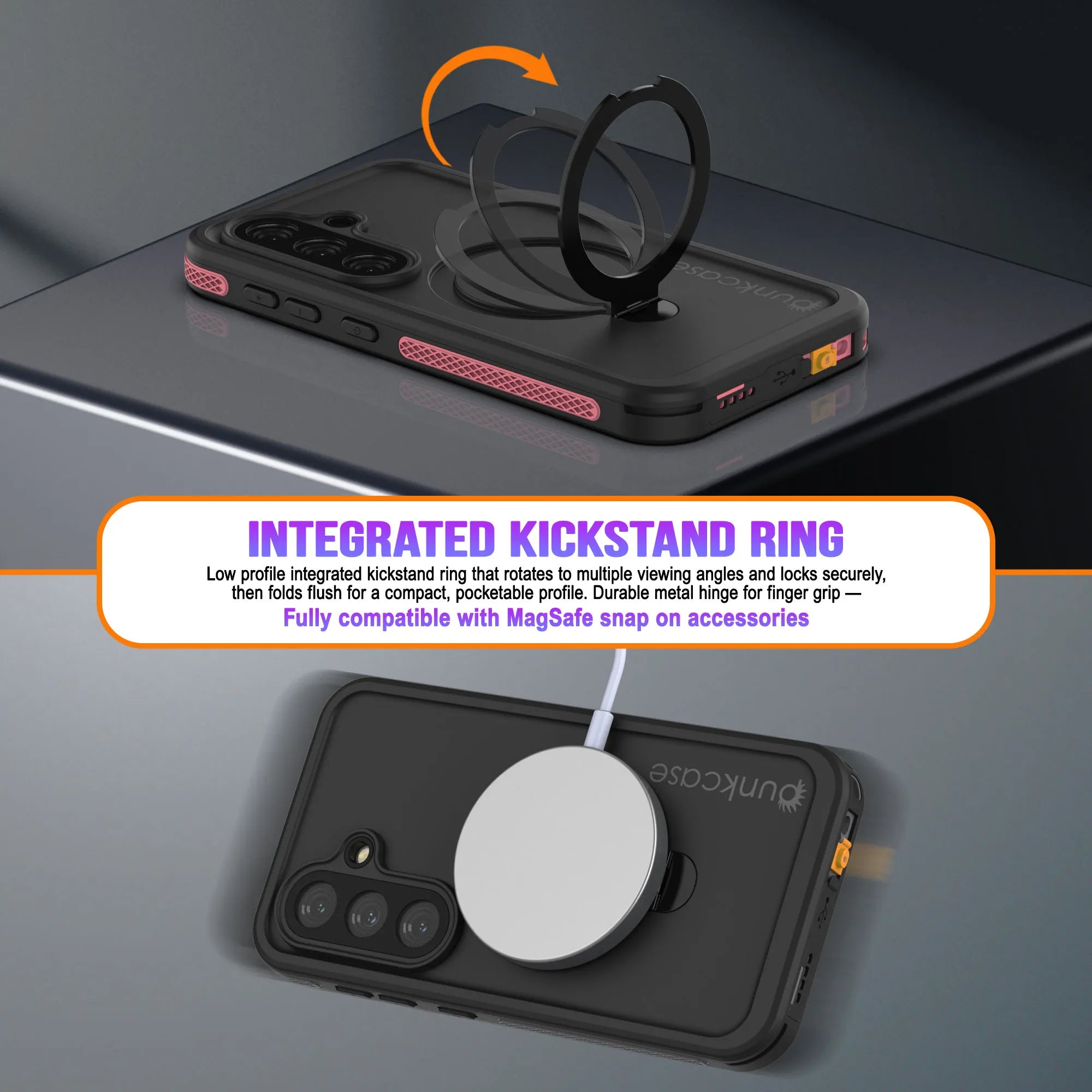 Galaxy S26 Plus Waterproof Case [Kickstud 2.0 Series] Protective IP68 Cover W/Screen Protector & Kickstand [Pink]