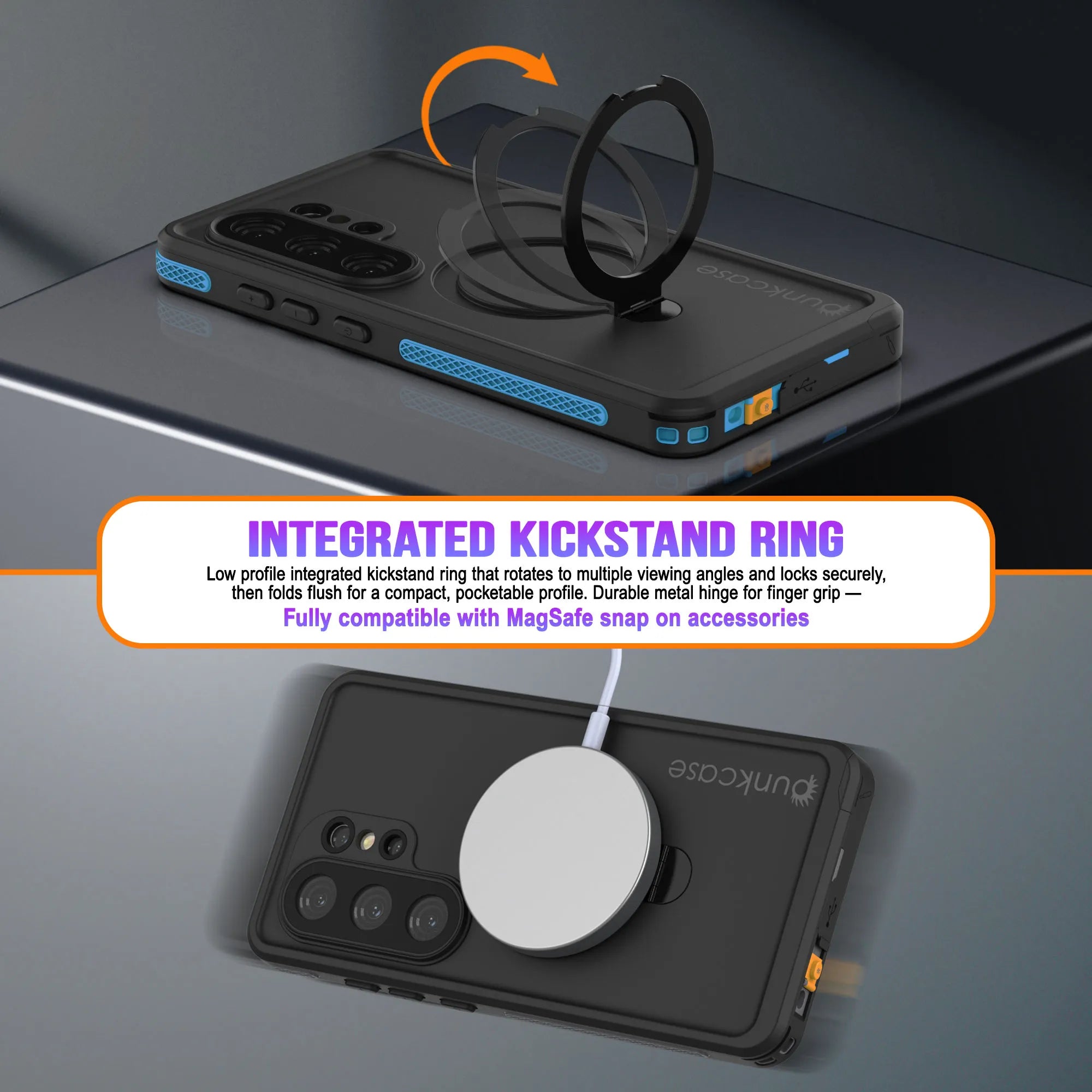 Galaxy S26 Ultra Waterproof Case [Kickstud 2.0 Series] Protective IP68 Cover W/Screen Protector & Kickstand [Blue]