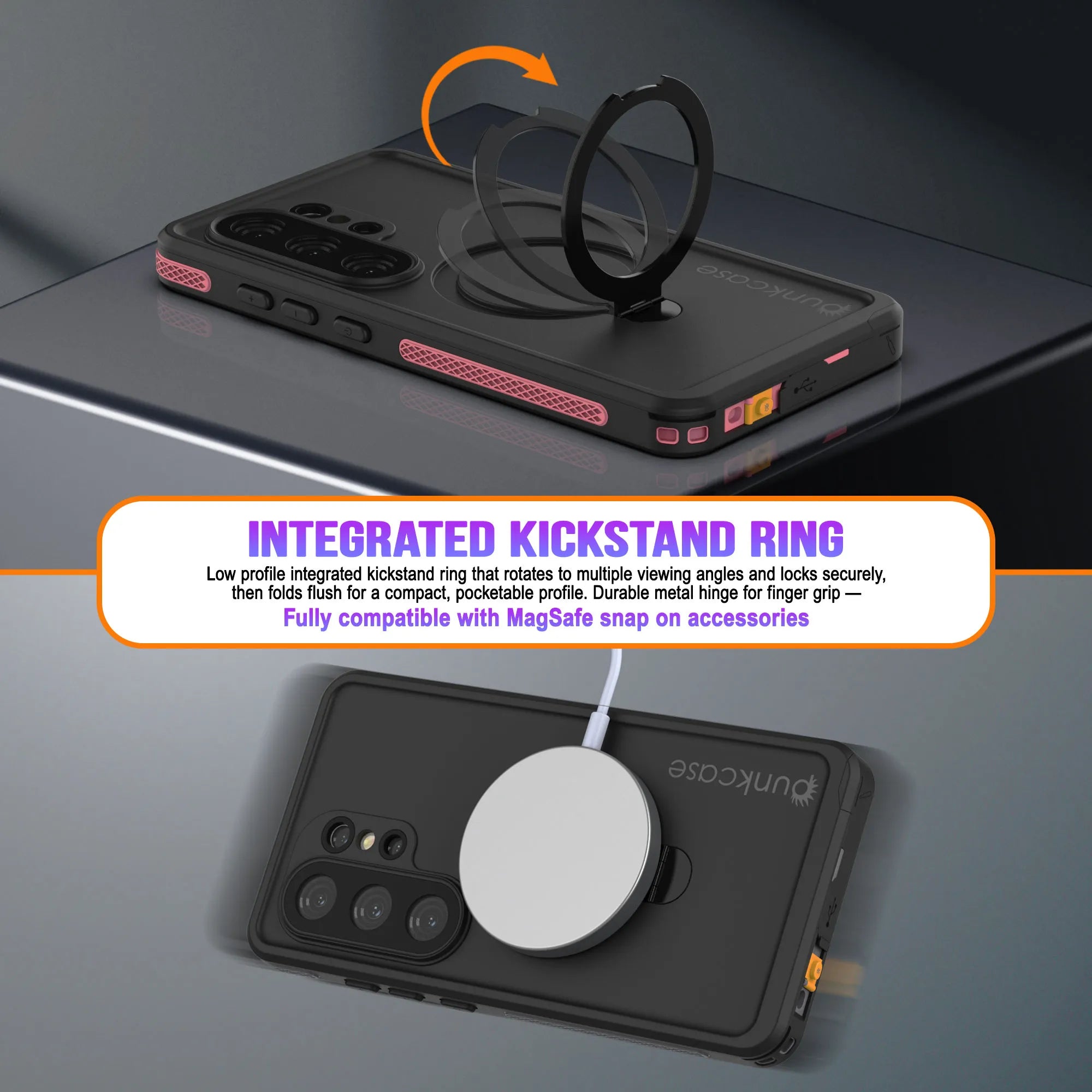 Galaxy S26 Ultra Waterproof Case [Kickstud 2.0 Series] Protective IP68 Cover W/Screen Protector & Kickstand [Pink]