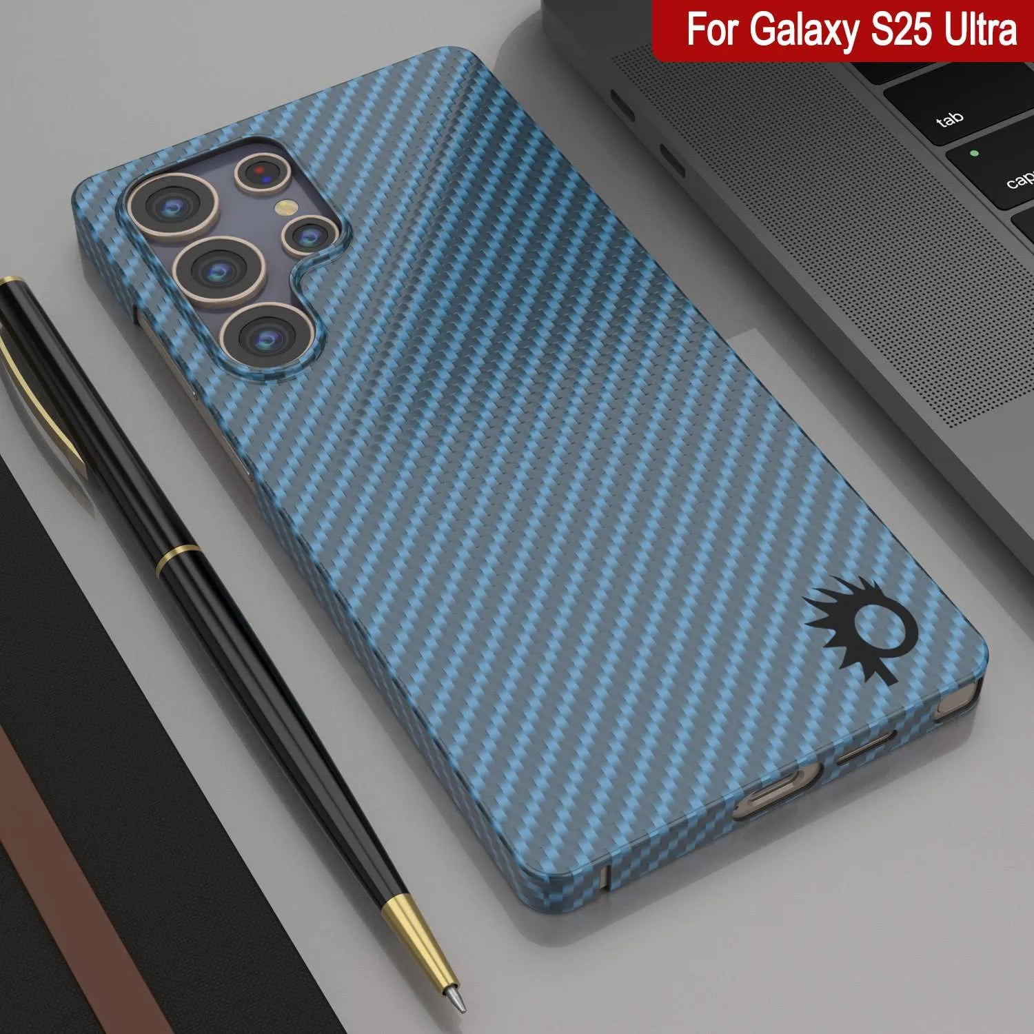 Punkcase Galaxy S25 Ultra Carbon Fiber Case [AramidShield Series] Ultra Slim & Light Kevlar [Blue]