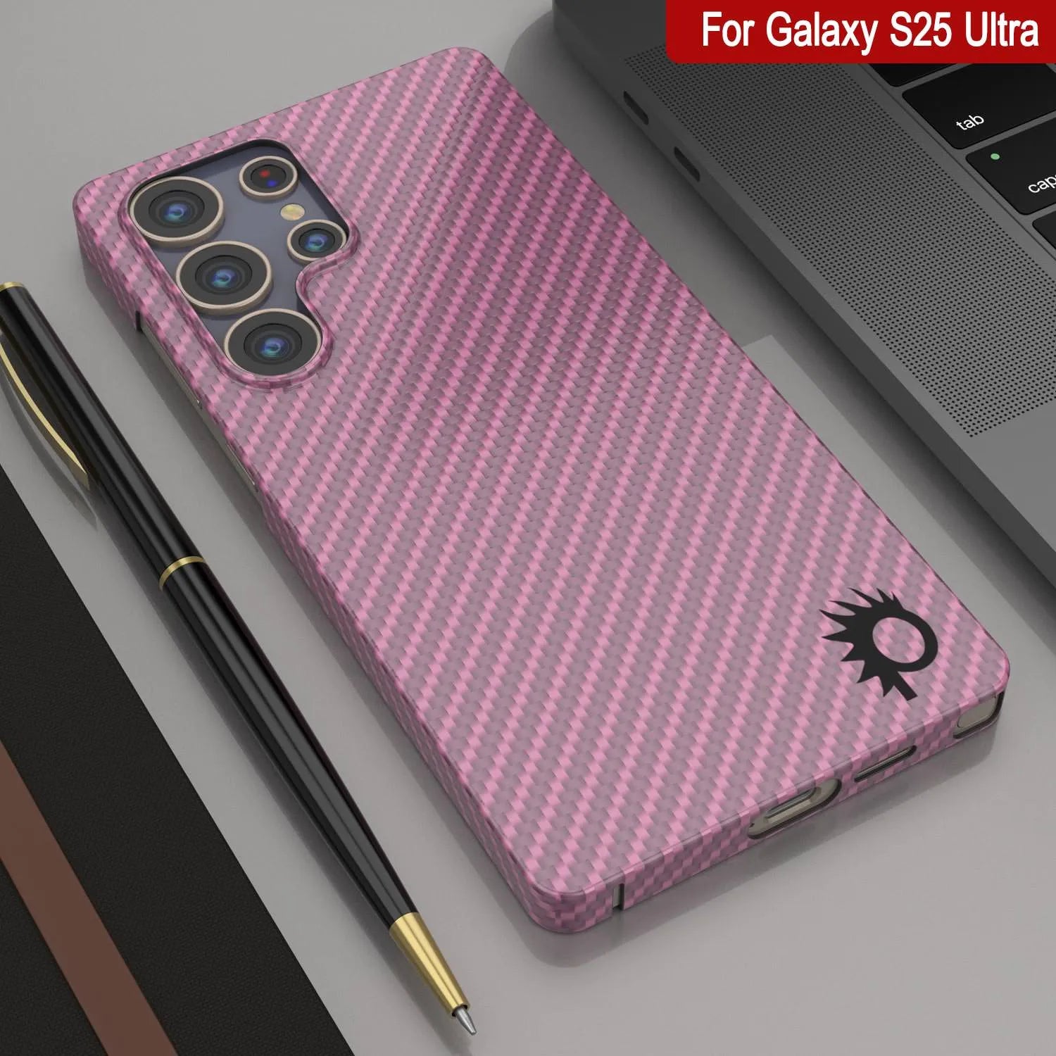 Punkcase Galaxy S25 Ultra Carbon Fiber Case [AramidShield Series] Ultra Slim & Light Kevlar [Pink]