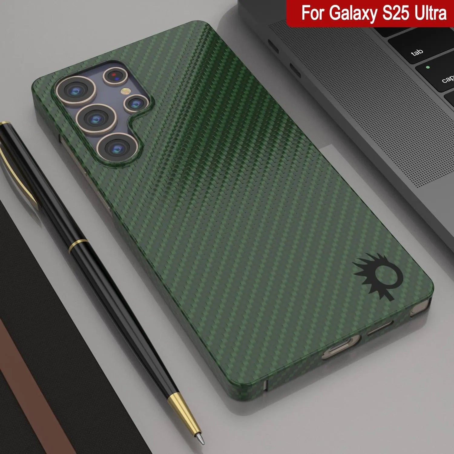 Punkcase Galaxy S25 Ultra Carbon Fiber Case [AramidShield Series] Ultra Slim & Light Kevlar [Green]